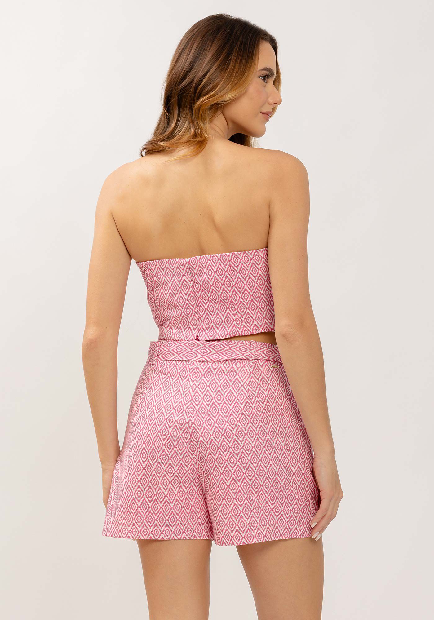 Blusa em Linho Estampada Sem Al&ccedil;as, , large.