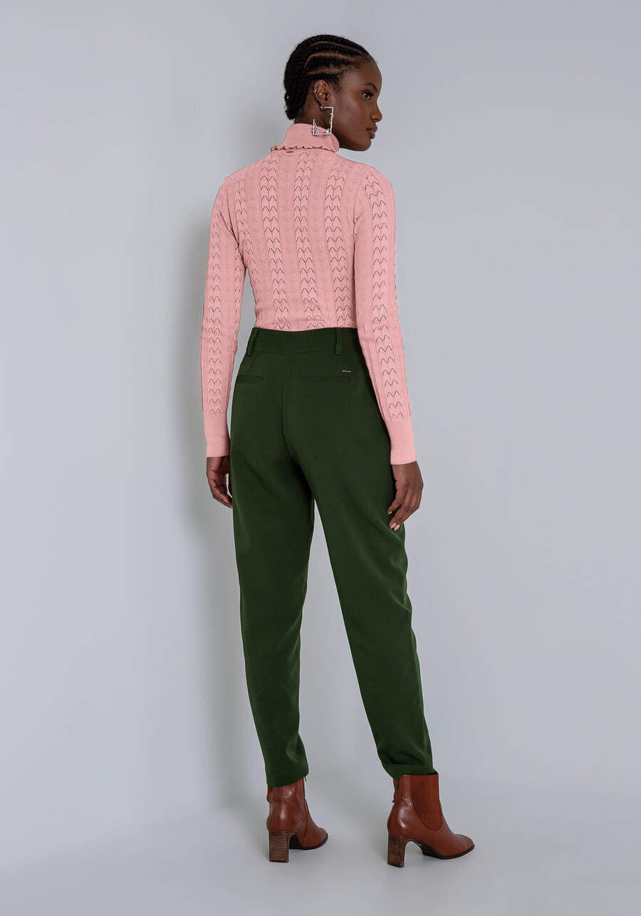 Calça Carrot em Tecido Petra com Cintura Média, VERDE IMENSIDAO. Calça Carrot em Tecido Petra com Cintura Média, VERDE IMENSIDAO, large.