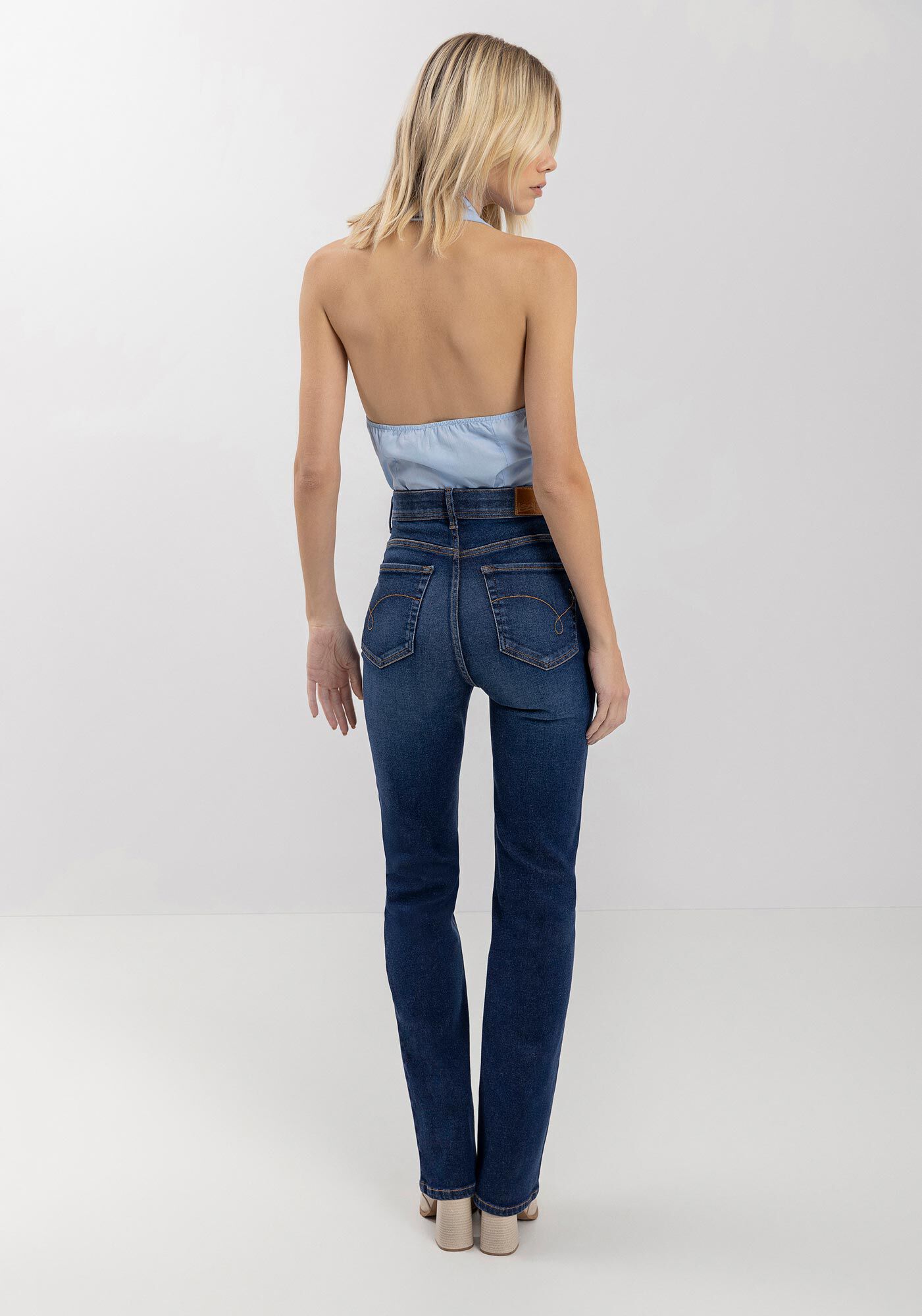 Cal&ccedil;a Jeans Reta Com Cintura Alta E Tecnologia Shaping, JEANS, large.