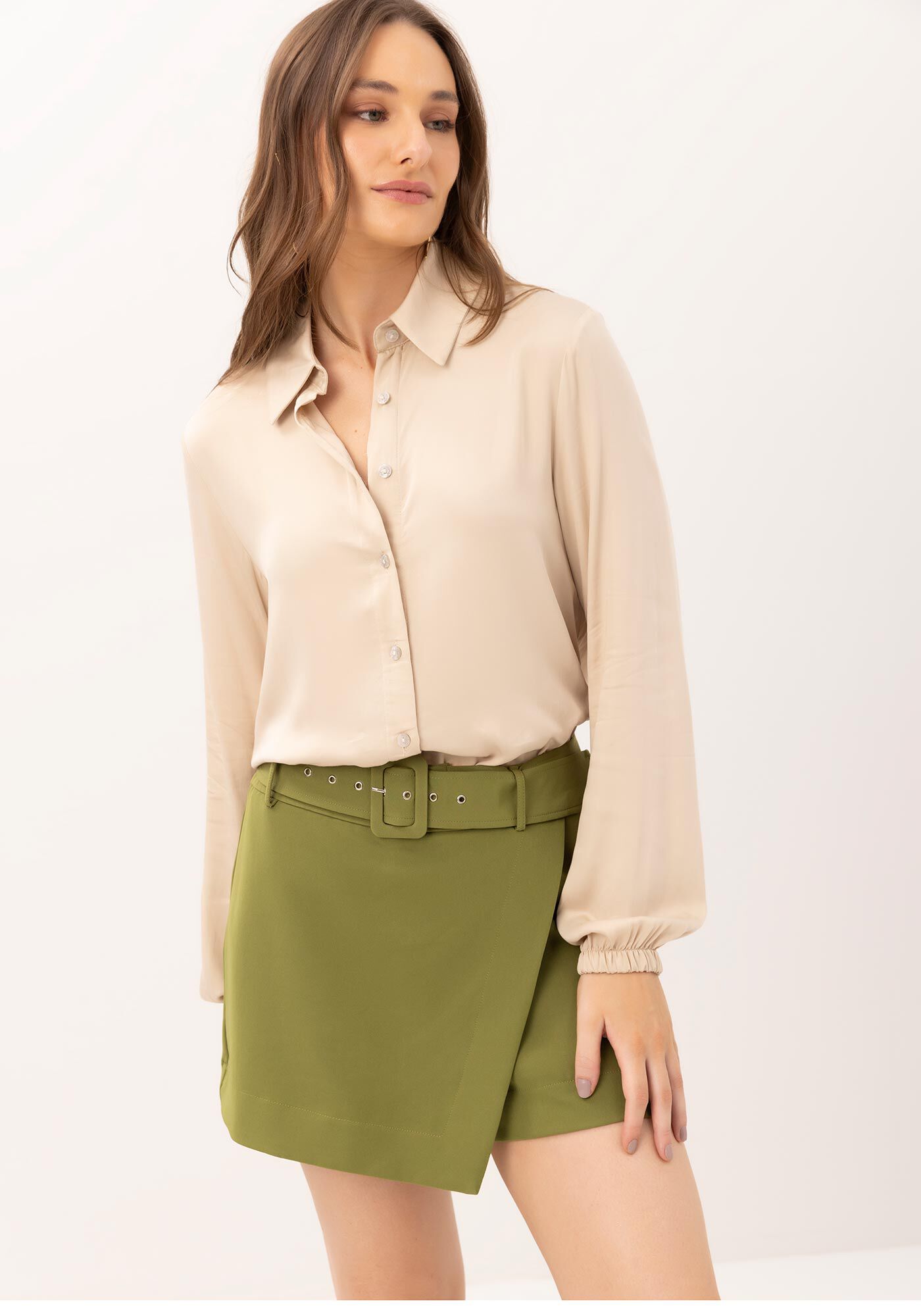 Camisa Manga Longa Bufante em Tecido Plano, , large.