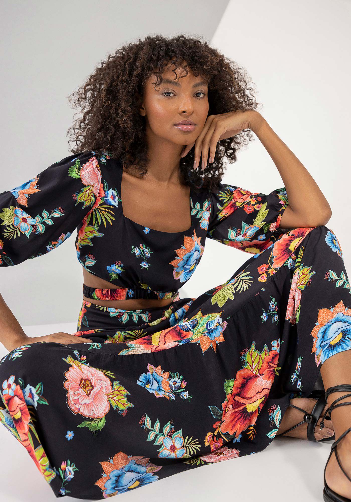 Saia estampada best sale longa