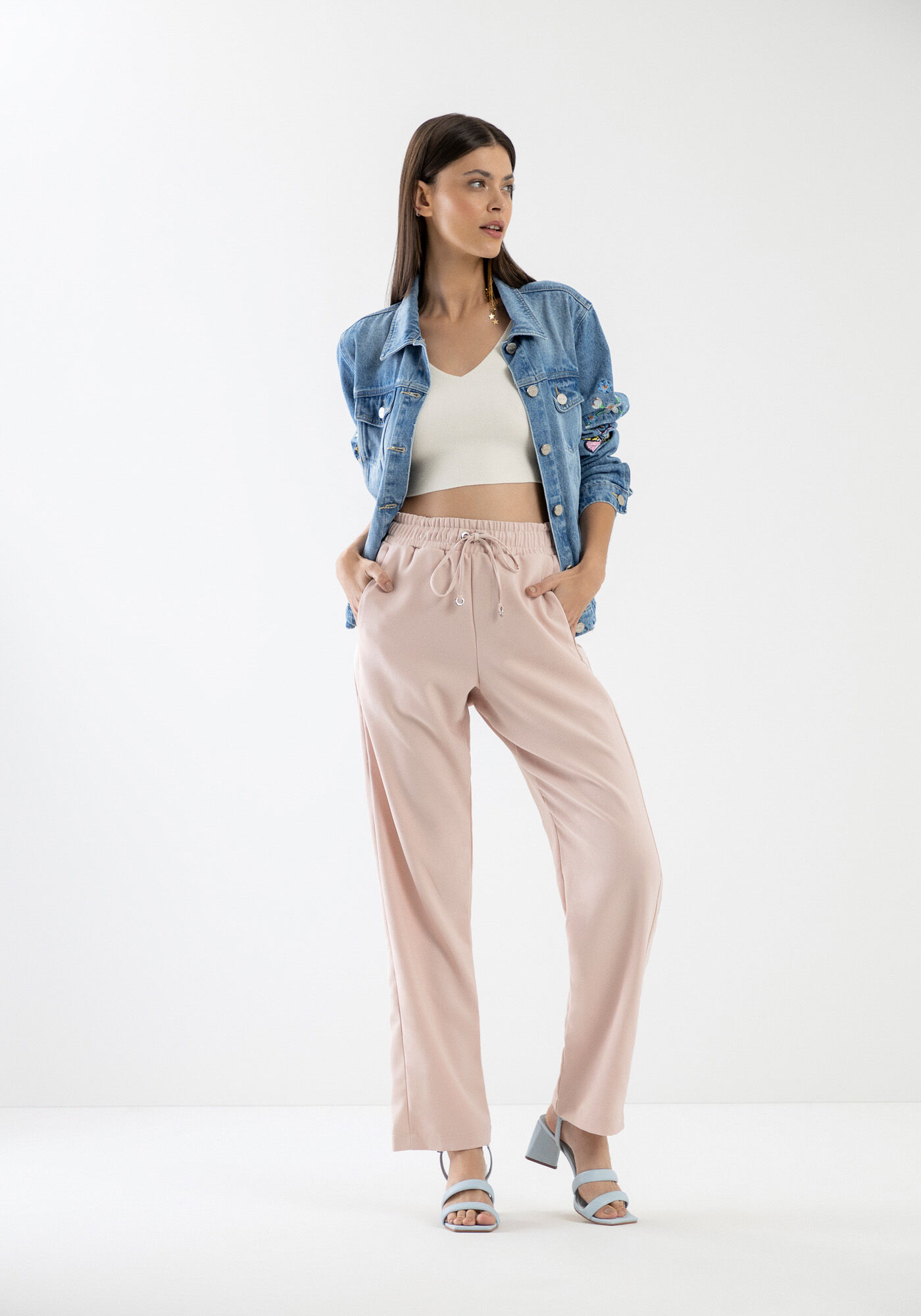 Cal&ccedil;a Reta em Crepe com Cadar&ccedil;o, , large.