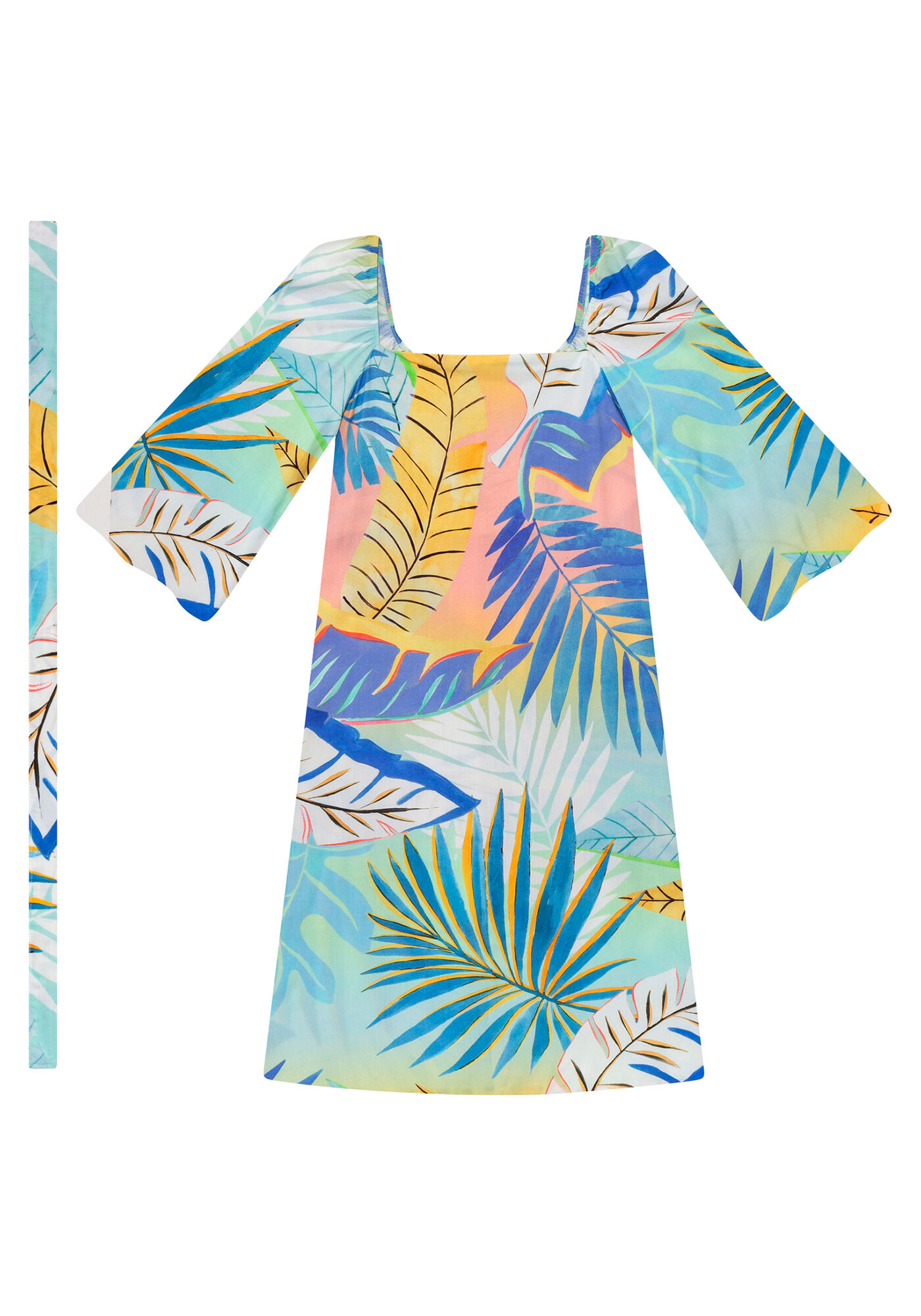 Vestido Manga 3/4 Cinto Estampa, , large.