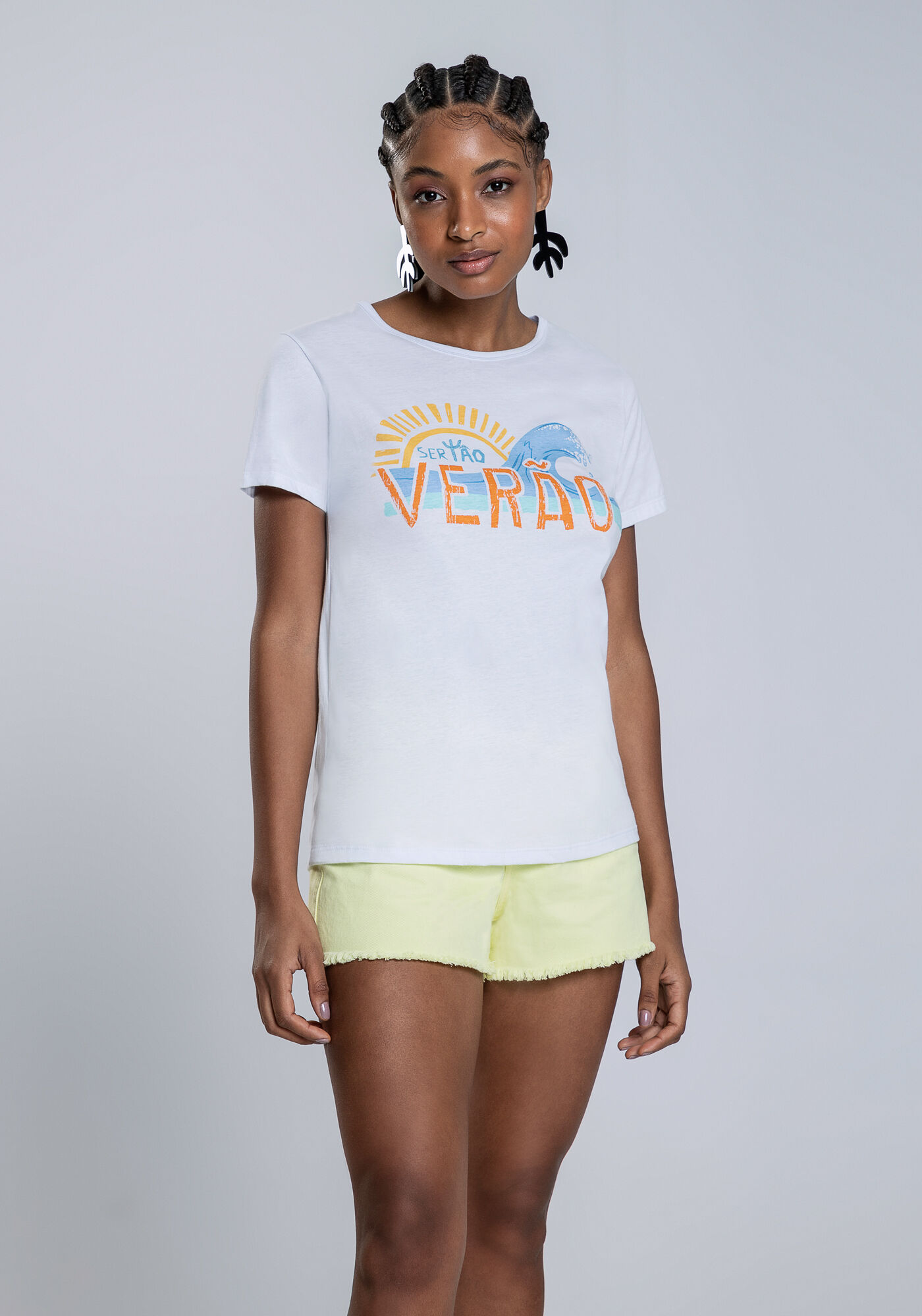 Blusa Manga Curta em Malha com Estampa, , large.