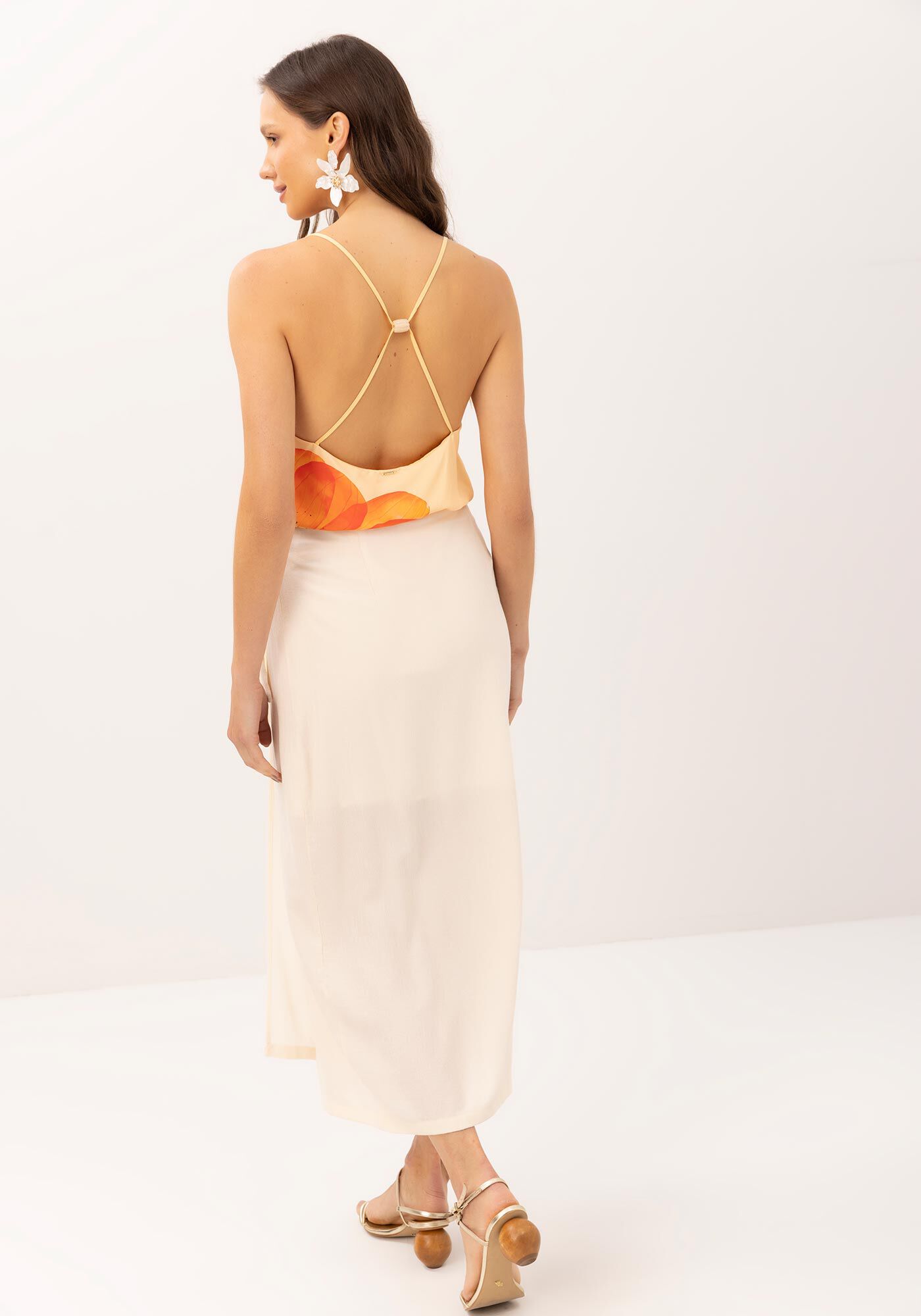 Saia Midi Transpassada em Viscose Texturizada, , large.