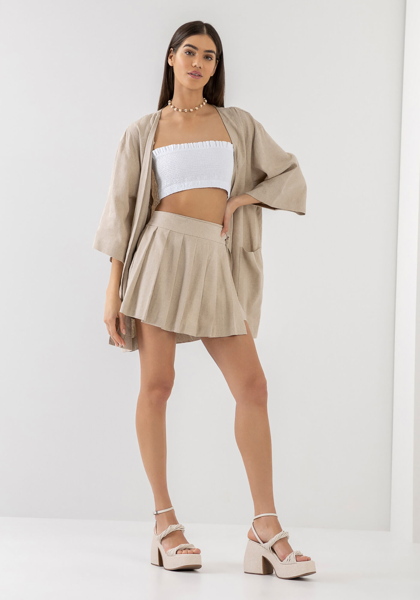 Shorts-Saia em Linho com Pregas, , large.