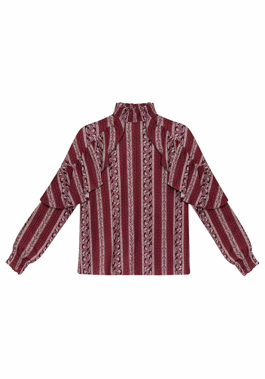 Blusa Gola Alta Estampada Tecido, . Blusa Gola Alta Estampada Tecido, , large.
