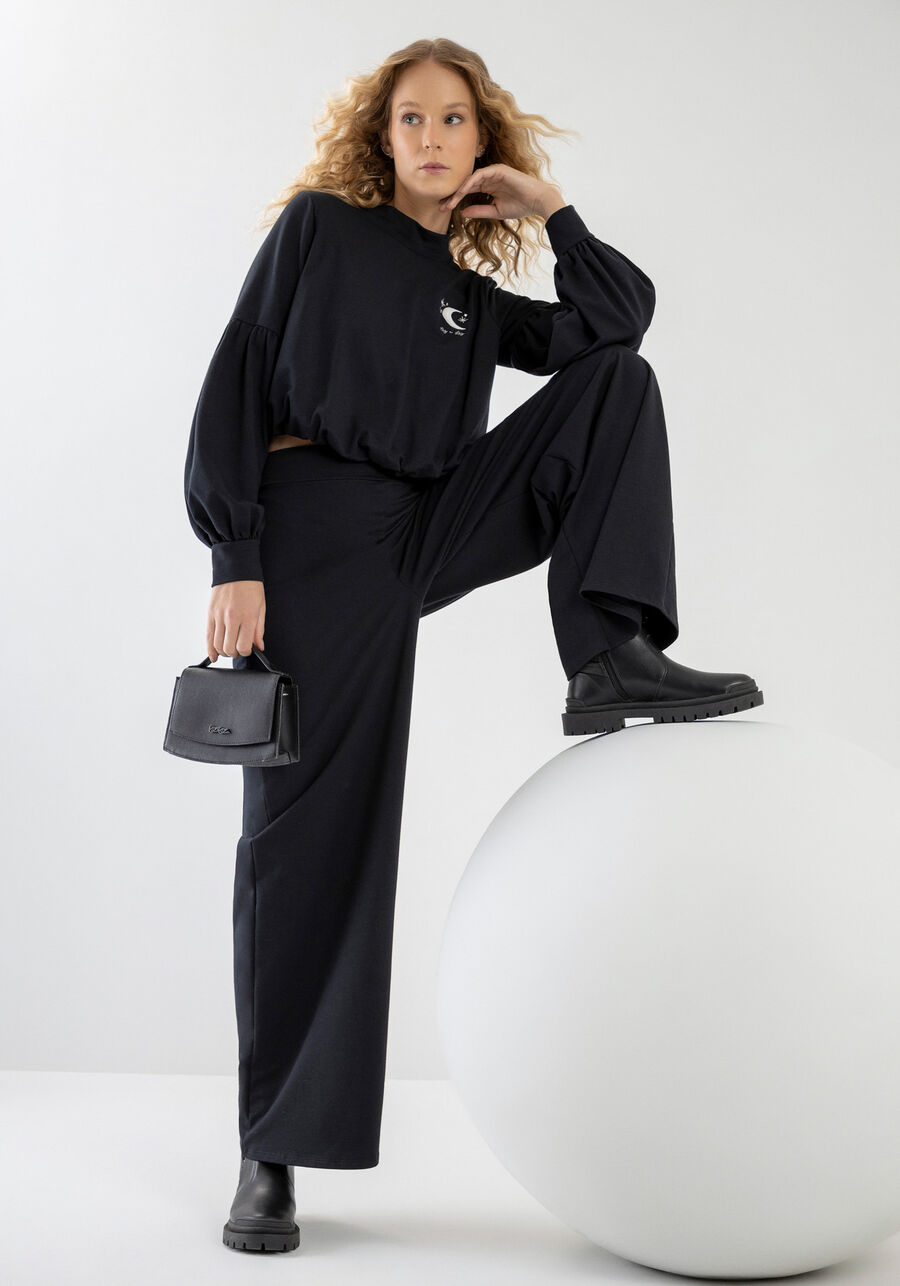 Conjunto com Blusão Balonê e Calça Pantalona, . Conjunto com Blusão Balonê e Calça Pantalona, , large.