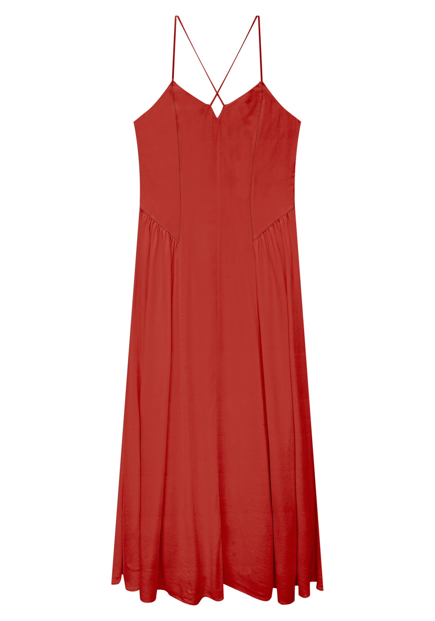 Vestido com Al&ccedil;as Midi em Crepe Detalhe Tiras, , large.