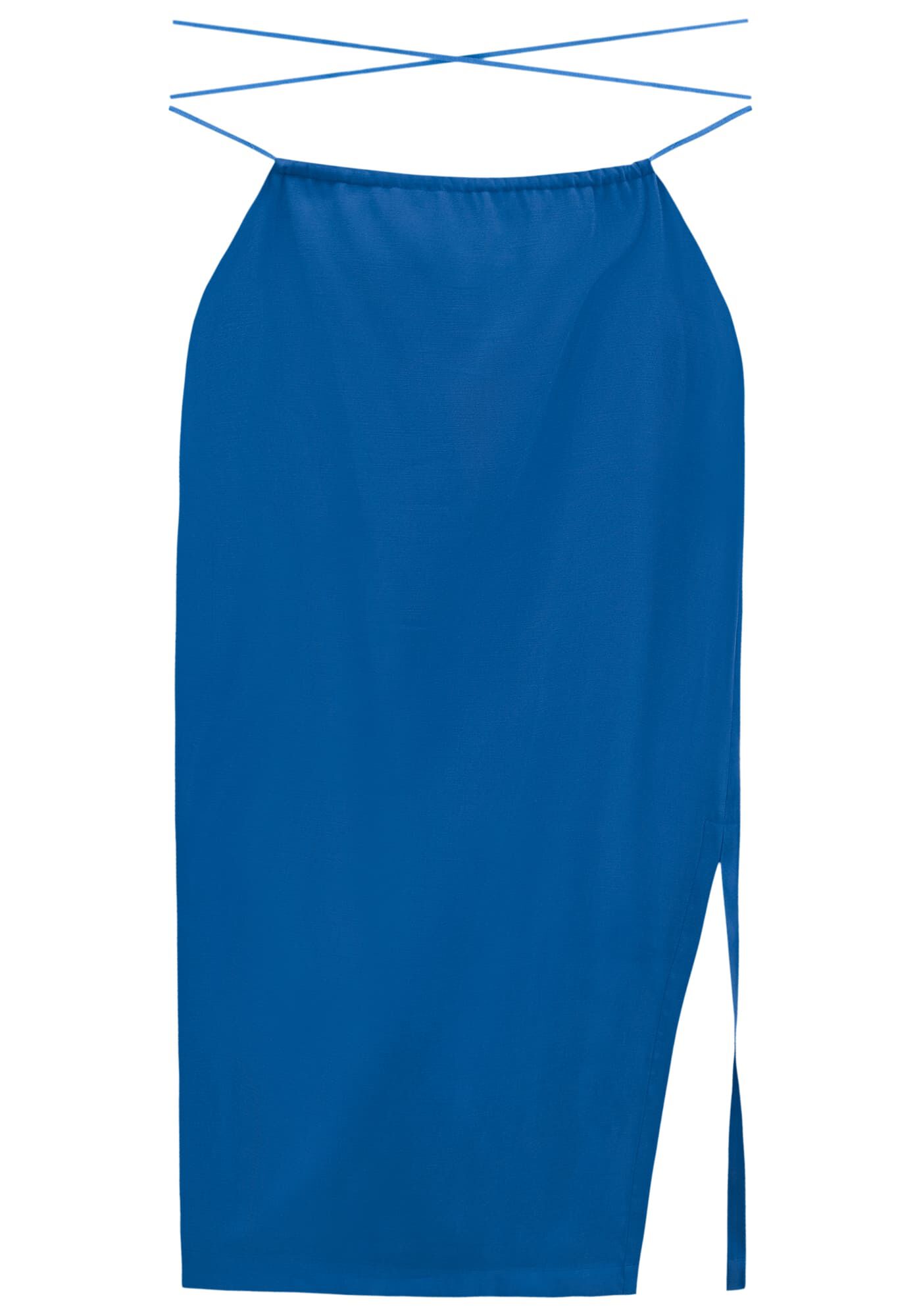 Saia Midi L&aacute;pis com Fenda e Amarra&ccedil;&atilde;o, , large.