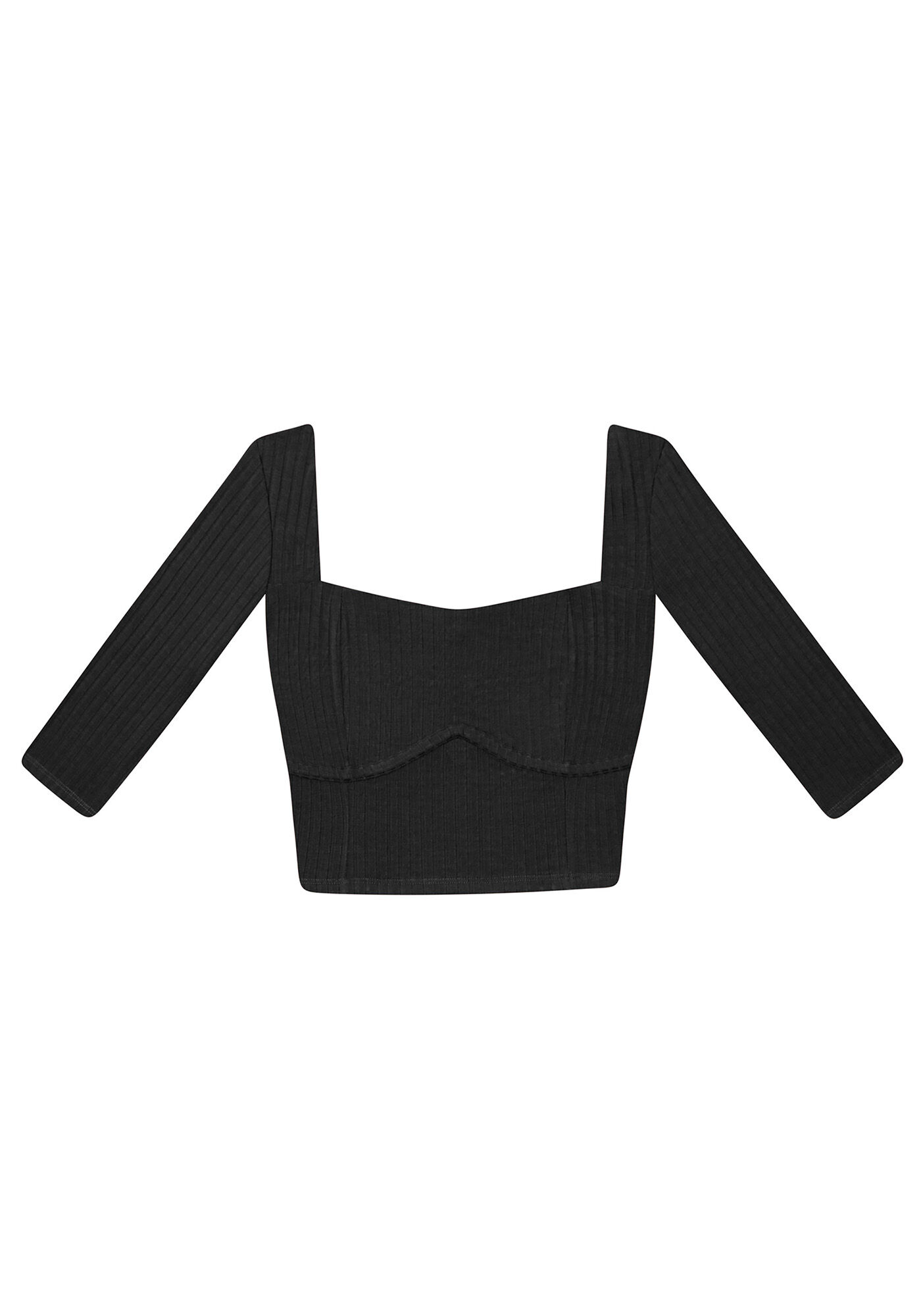 Blusa Malha Canelado Tracy Cropped, , large.