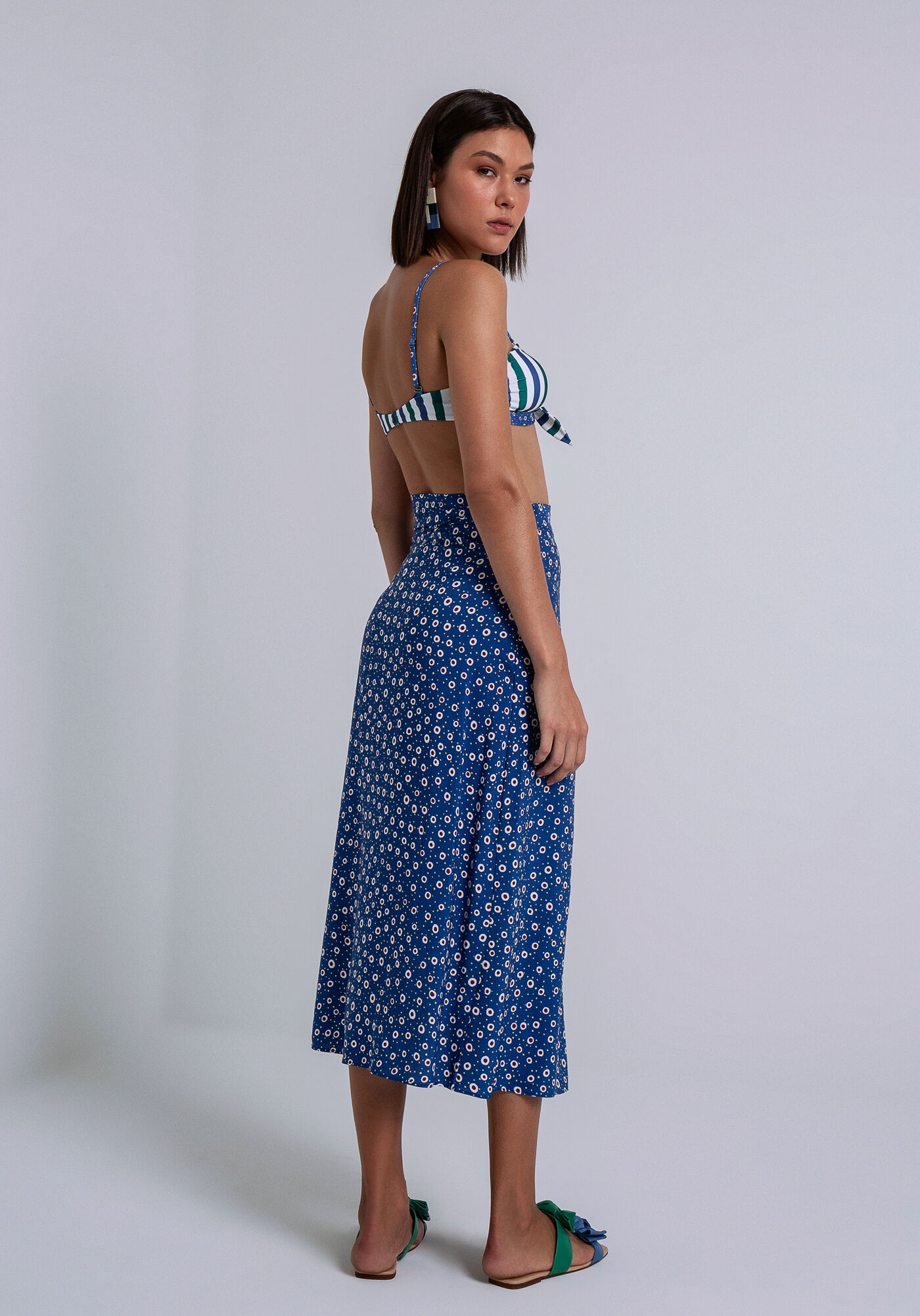 Saia Sa&iacute;da de Praia Midi em Viscose, CAVALO MARINHO, large.