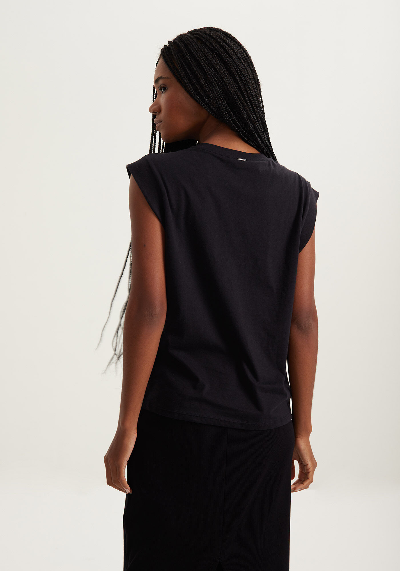 Blusa De algod&atilde;o Com Gola Canelada E Estampa Local, , large.