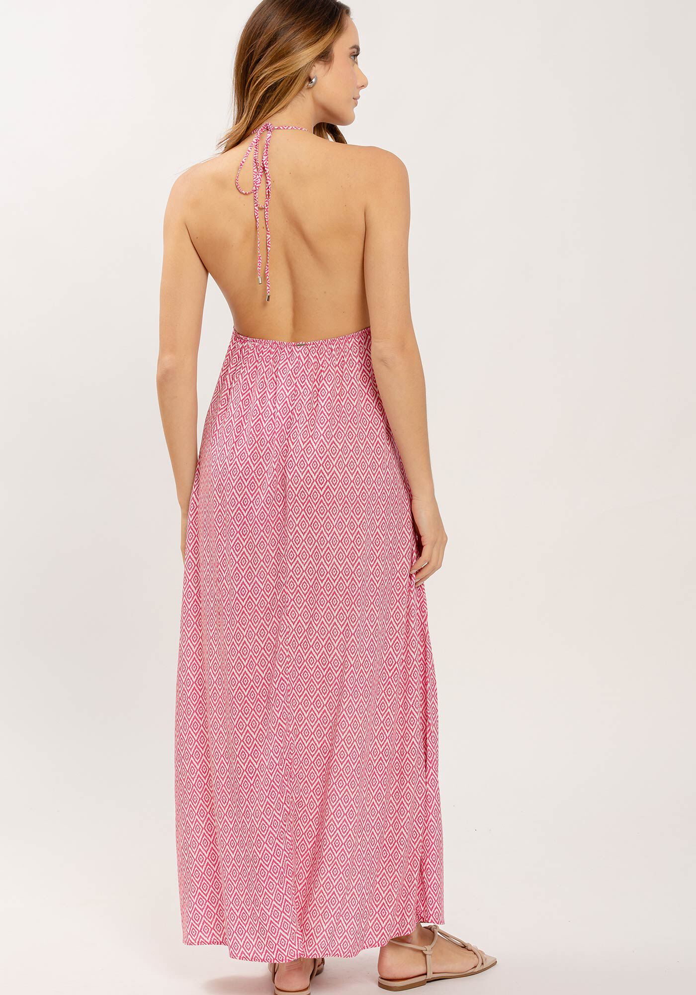 Vestido Sa&iacute;da de Praia Frente &Uacute;nica Estampado, MINI TRAMA, large.