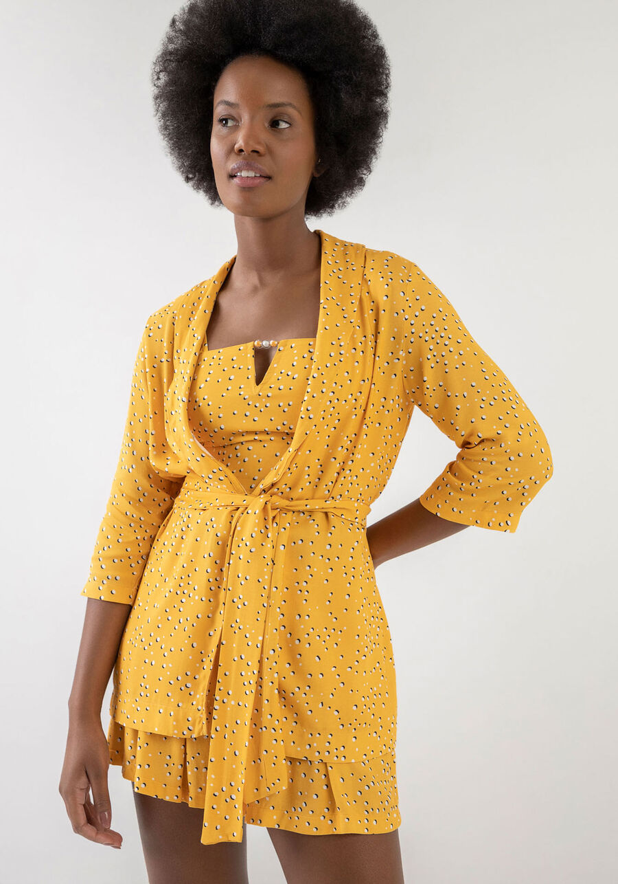 Kimono Manga 3/4 Estampado com Faixa, INGA. Kimono Manga 3/4 Estampado com Faixa, INGA, large.