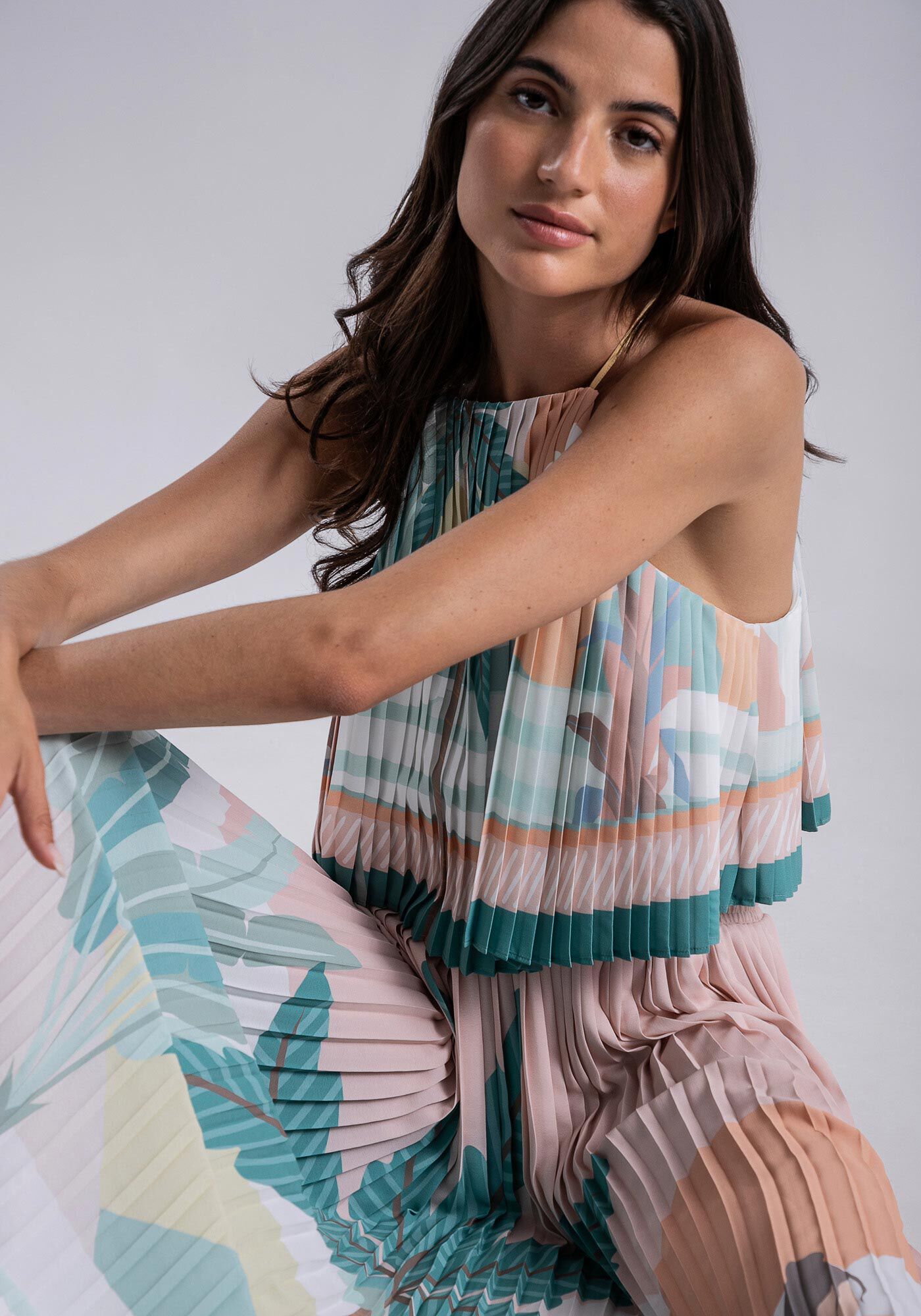 Blusa com Al&ccedil;as em Tecido Poly Plissada, , large.