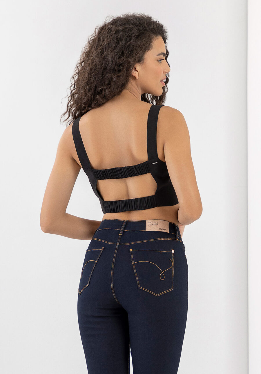 Blusa Cropped com Recorte Costas, PRETO REATIVO. Blusa Cropped com Recorte Costas, PRETO REATIVO, large.