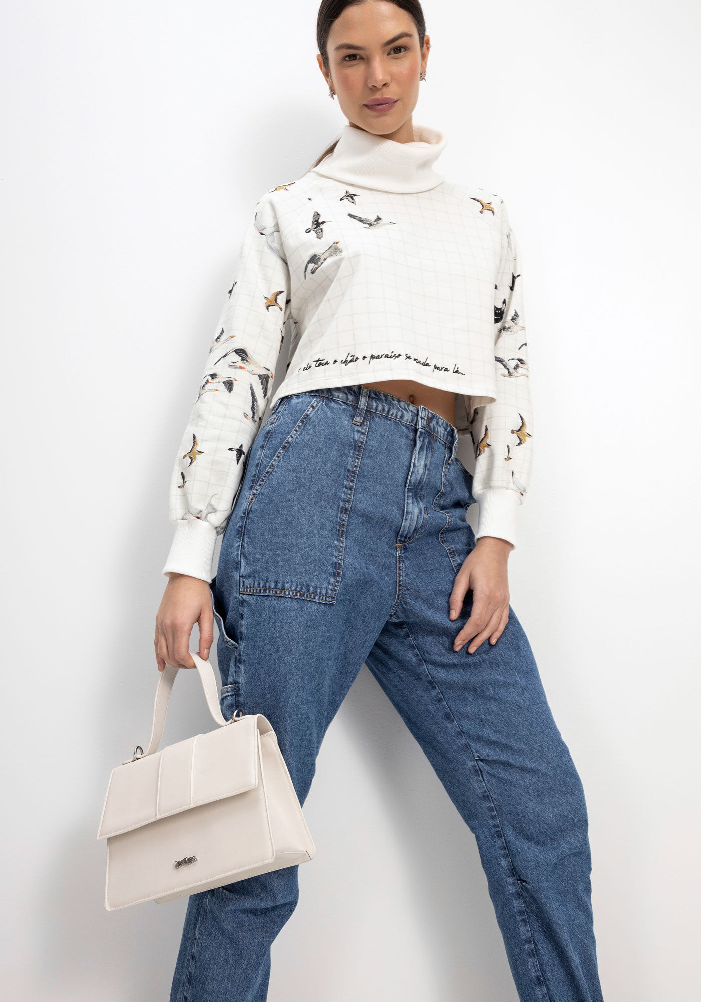 Cal&ccedil;a Jeans Jogging Cargo com Cintura Super Alta, , large.