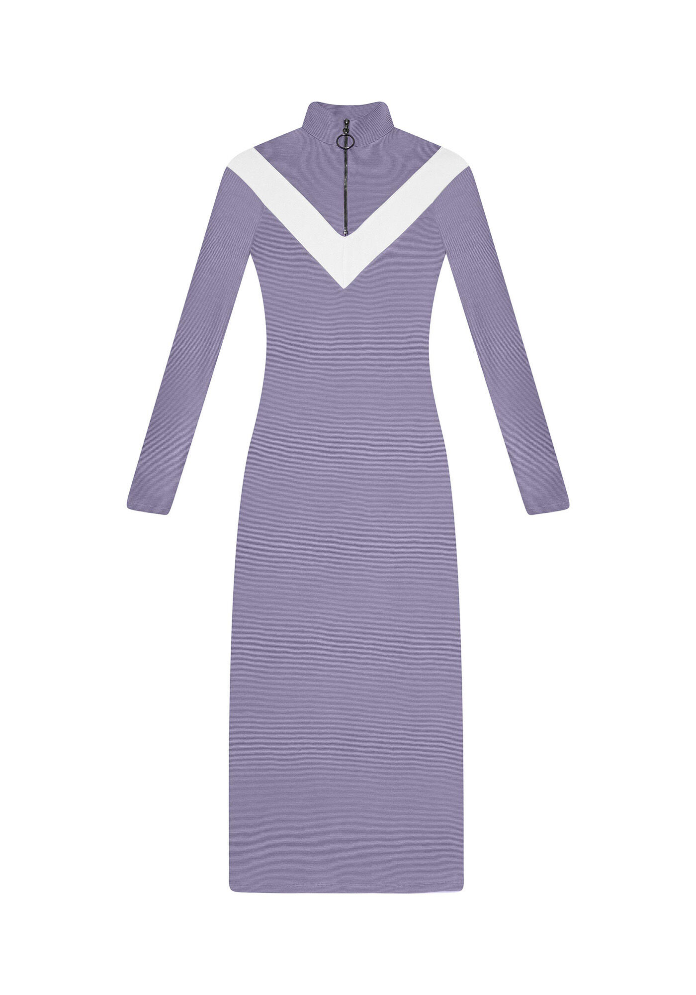 Vestido M&iacute;di Gola Alta Z&iacute;per, , large.