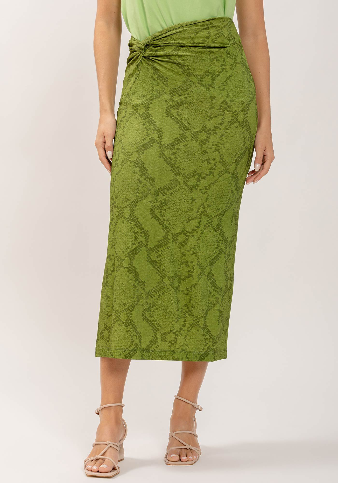 Saia Midi Estampada com Tor&ccedil;&atilde;o C&oacute;s, , large.