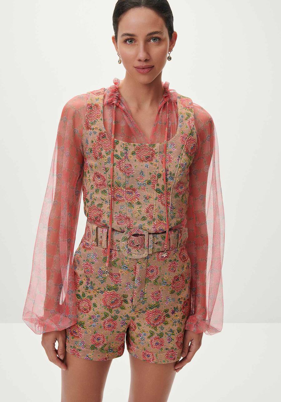 Blusa Manga Longa Bufante em Tule Estampado, . Blusa Manga Longa Bufante em Tule Estampado, , large.