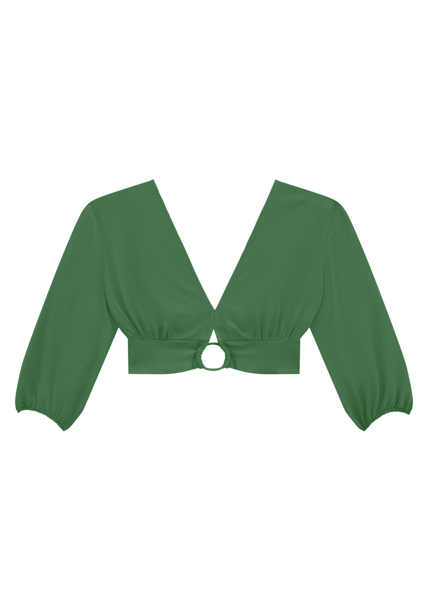 Blusa Cropped em Crepe com Recorte Argola, , large.