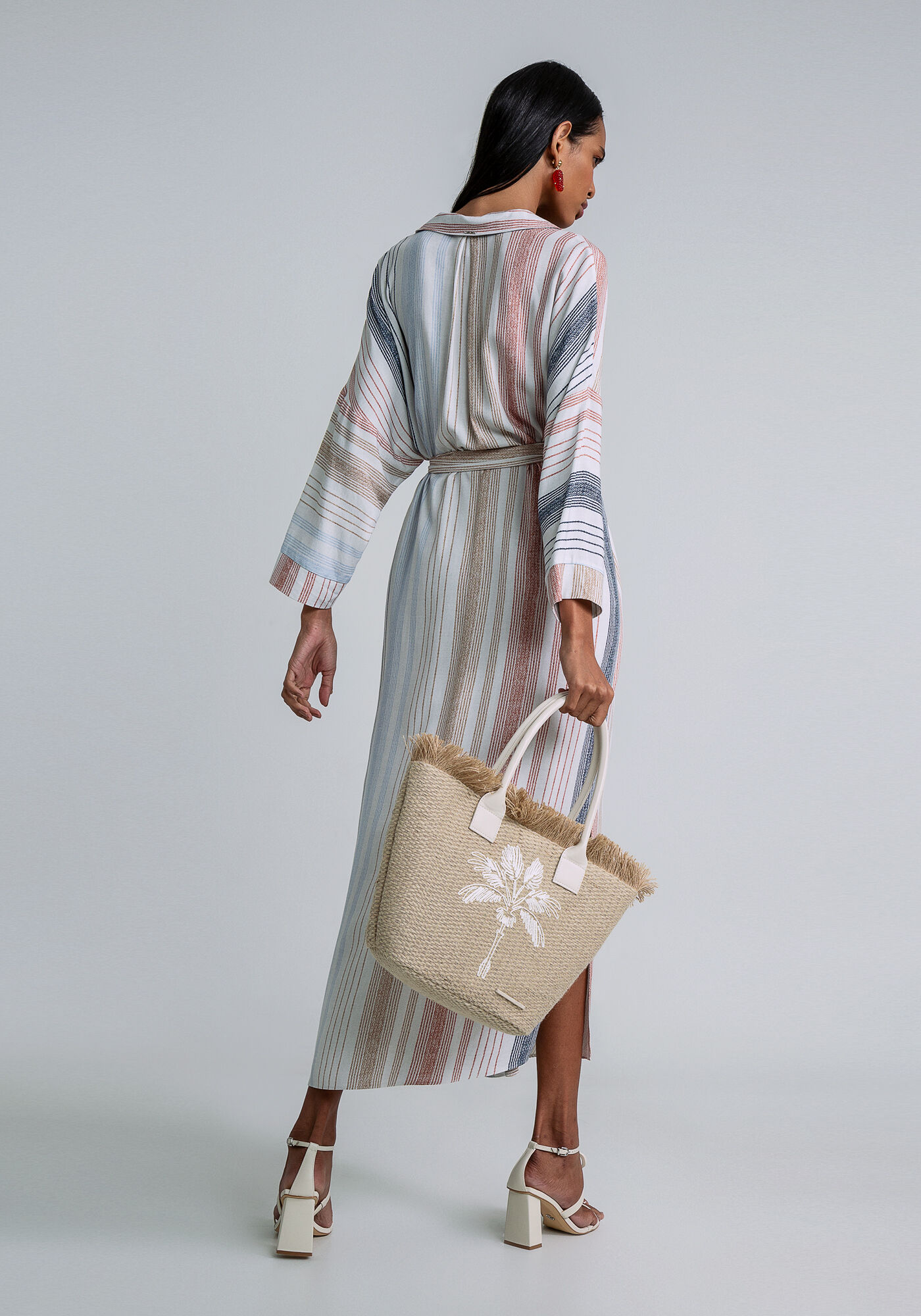 Vestido Chemise Midi Manga 3/4 Cinto, DESCANSO, large.