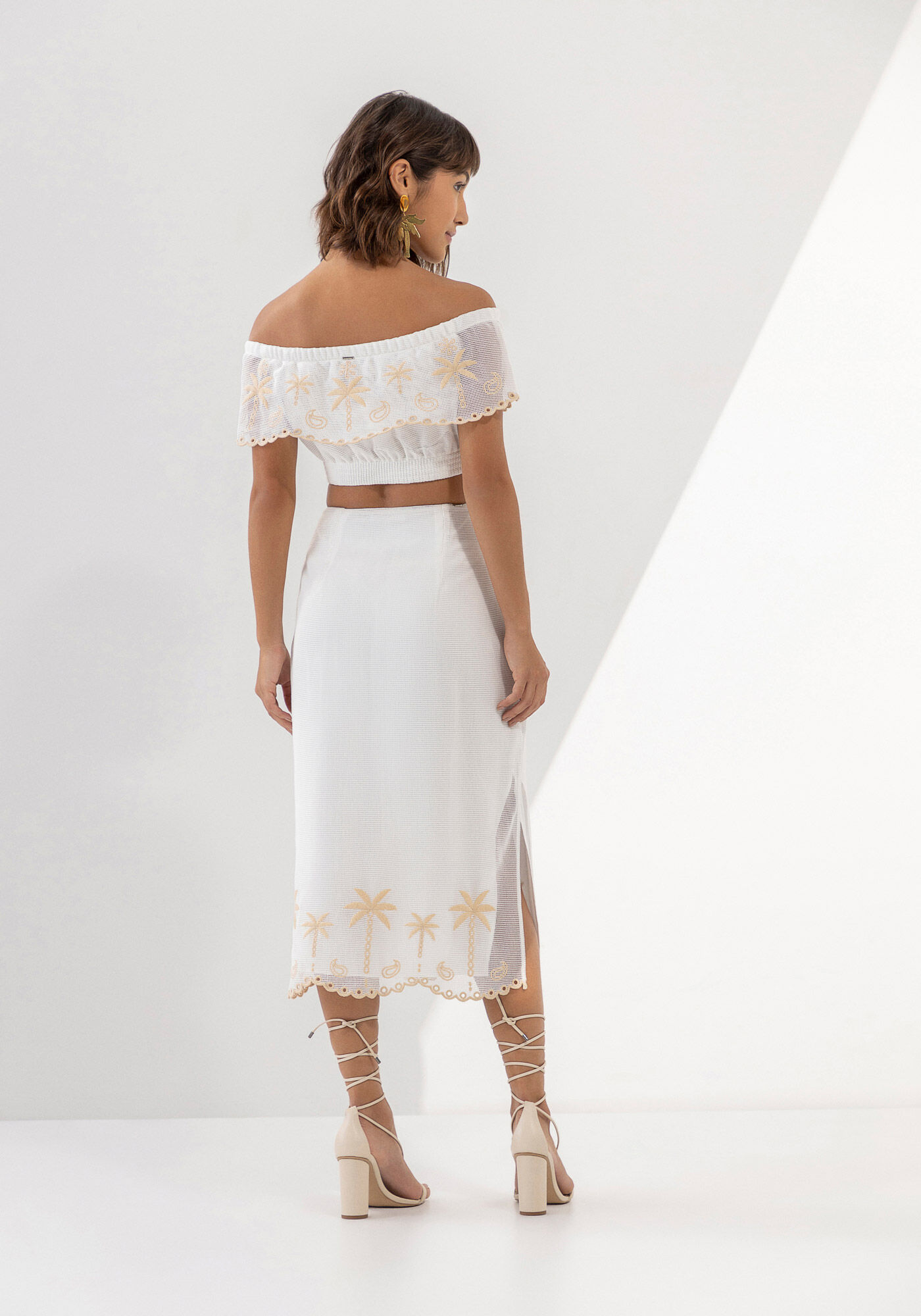 Saia Midi em Tela com Bordado Coqueiros, , large.