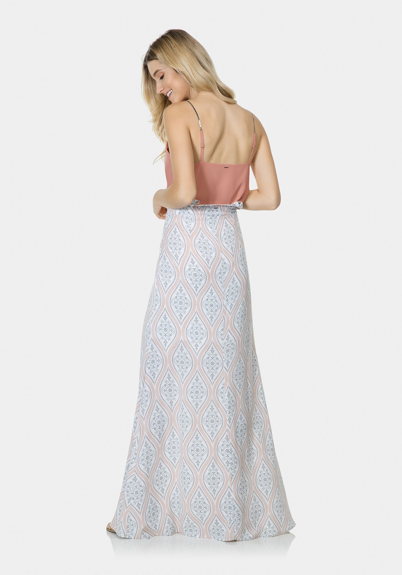 Saia Longa Estampada Tecido, , large.