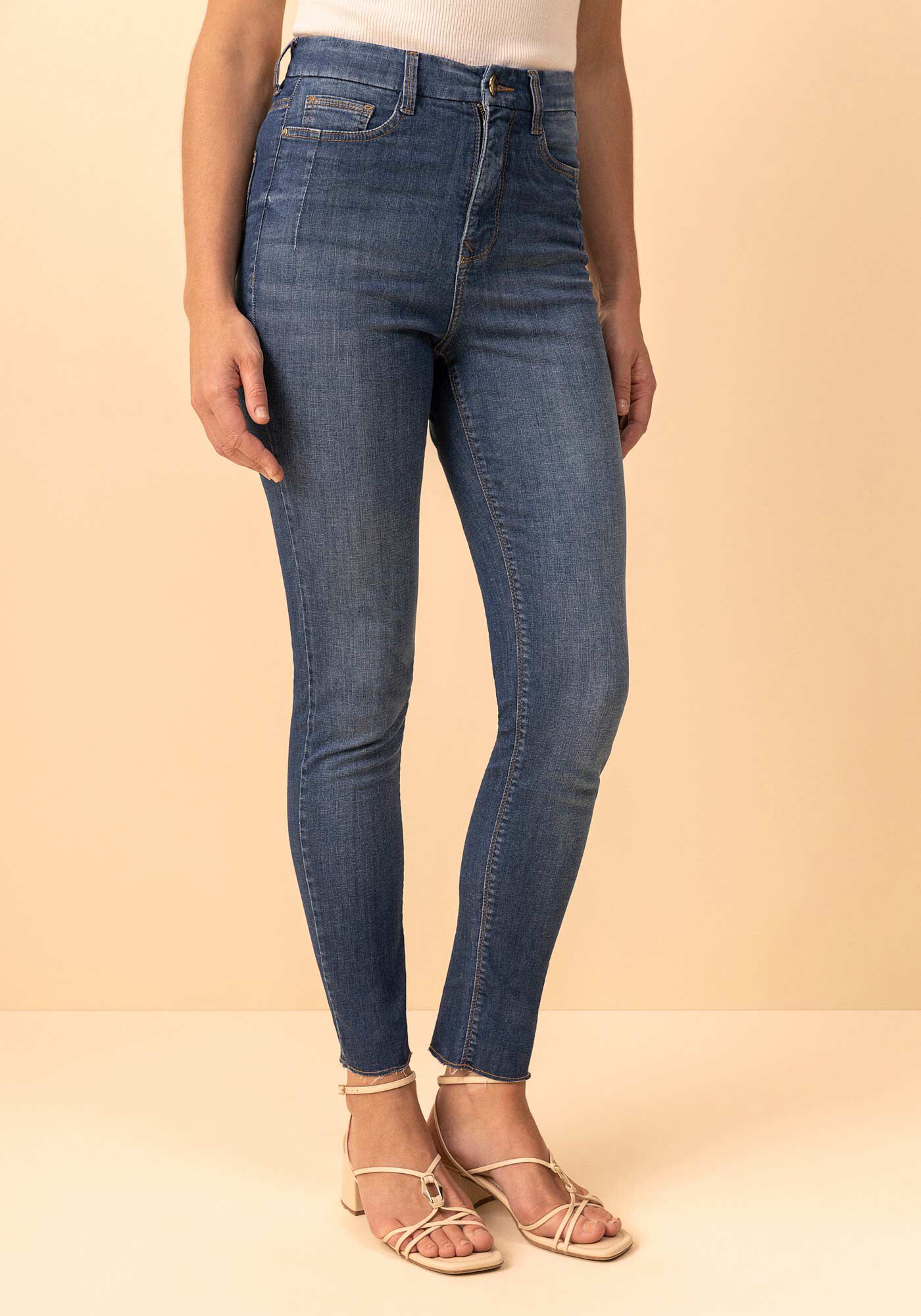 Cal&ccedil;a Jeans Skinny Cropped Com Cintura Alta Contour, JEANS, large.