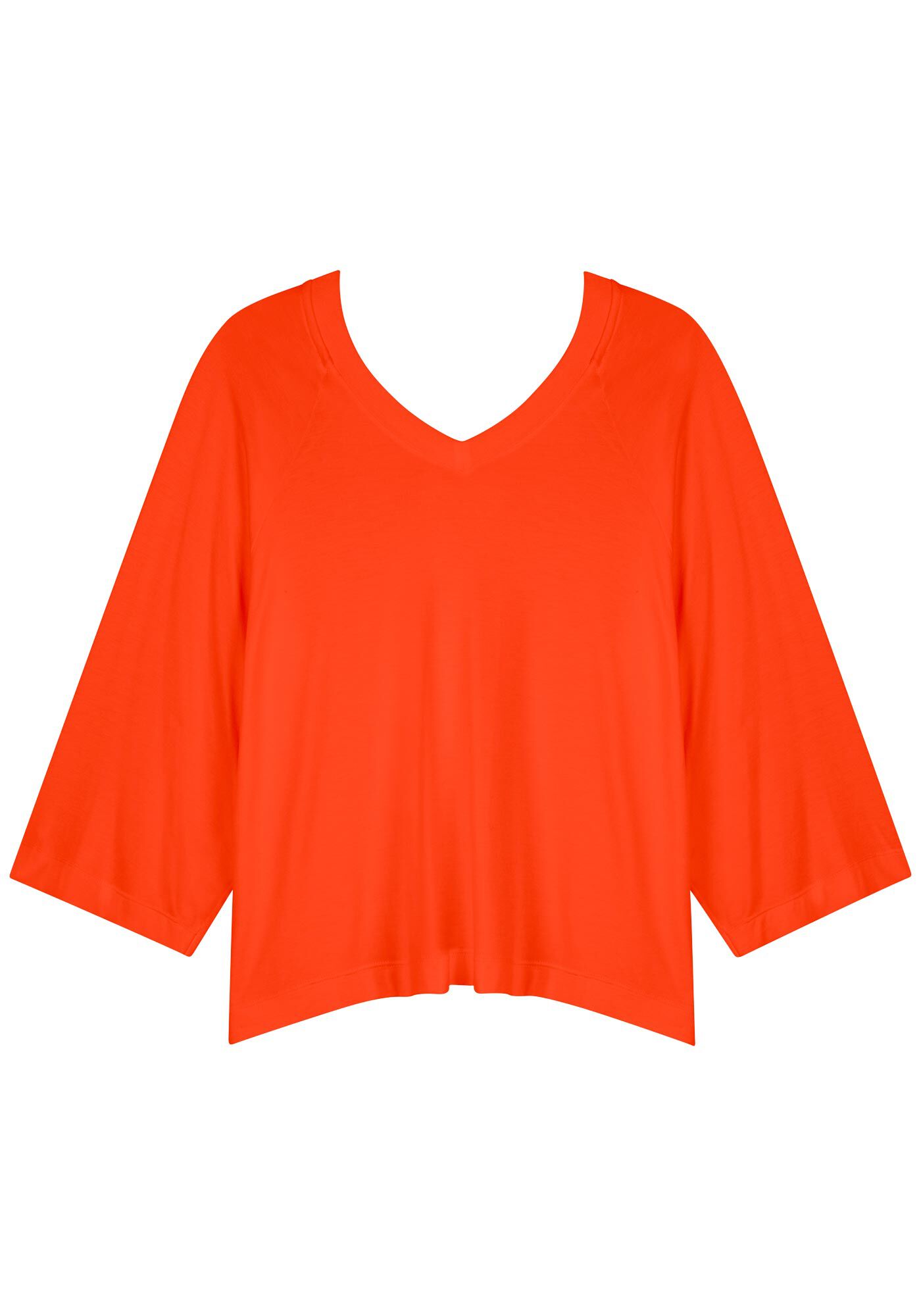 Blusa Ampla Com Mangas M&eacute;dias E Decote Em V, , large.