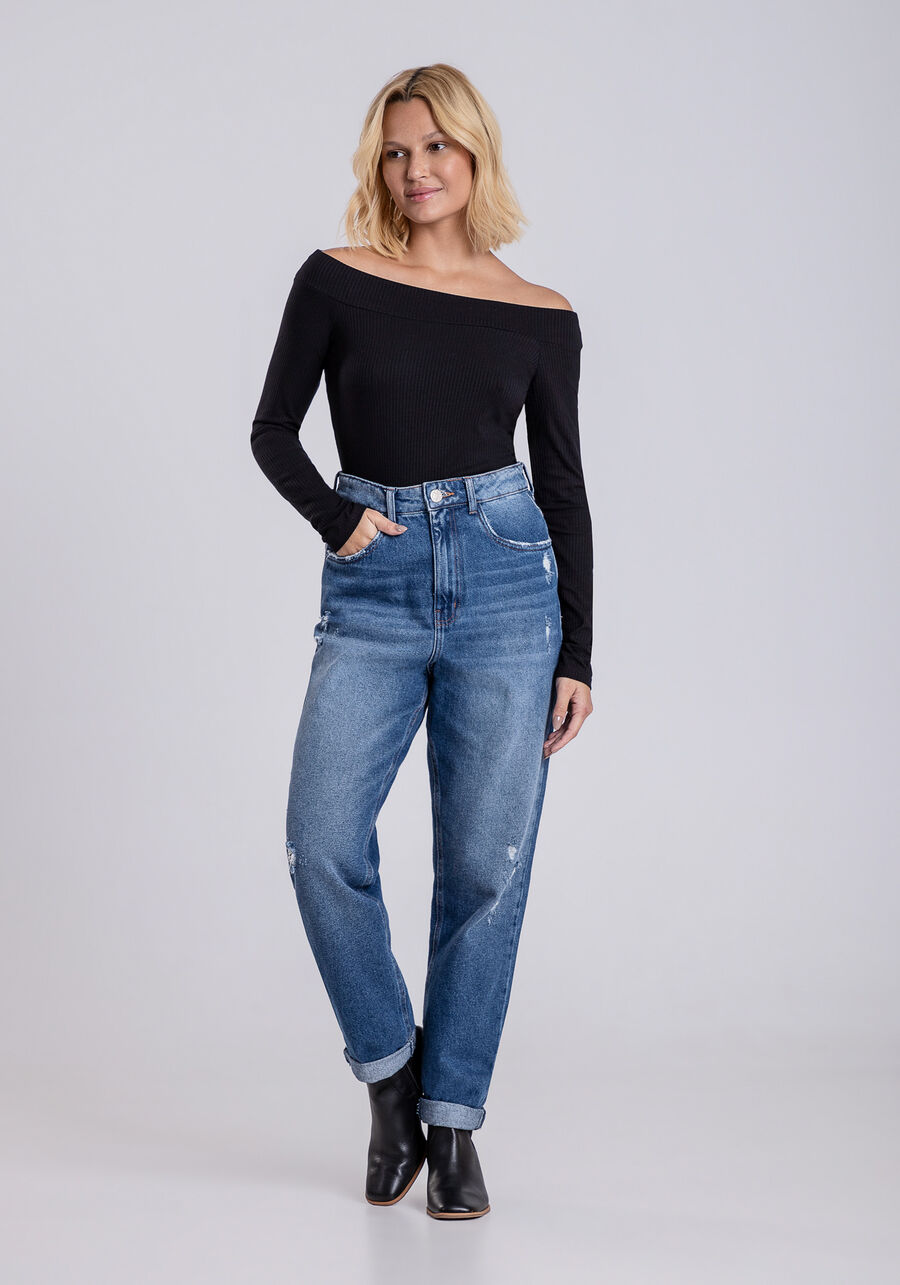 Blusa Manga Longa em Malha Ombro a Ombro, . Blusa Manga Longa em Malha Ombro a Ombro, , large.