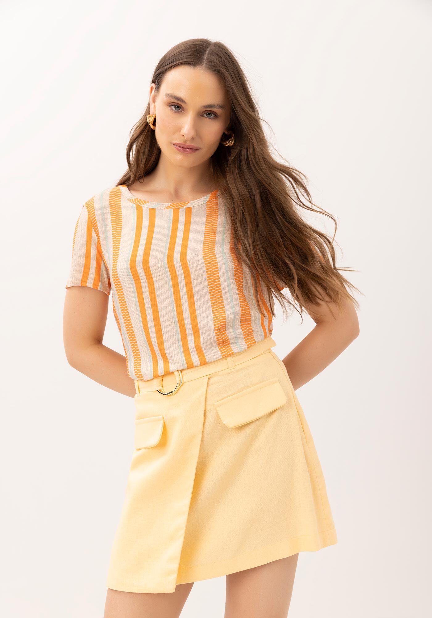 Blusa Manga Curta em Viscose Estampada, , large.