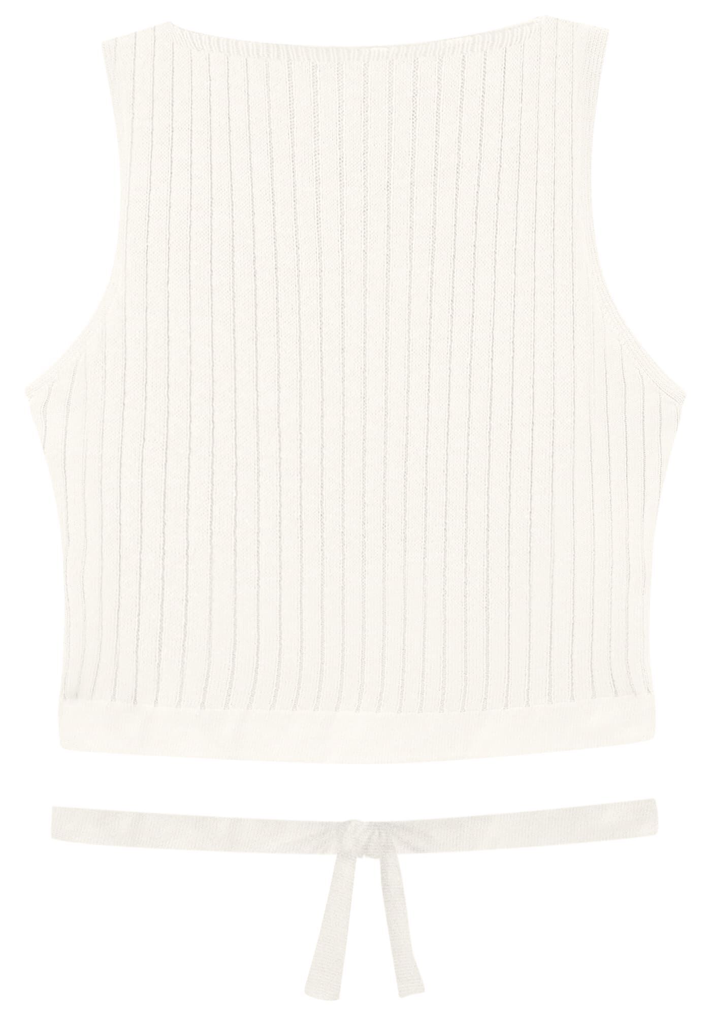 Blusa Cropped em Tric&ocirc; com Amarra&ccedil;&atilde;o Barra, , large.