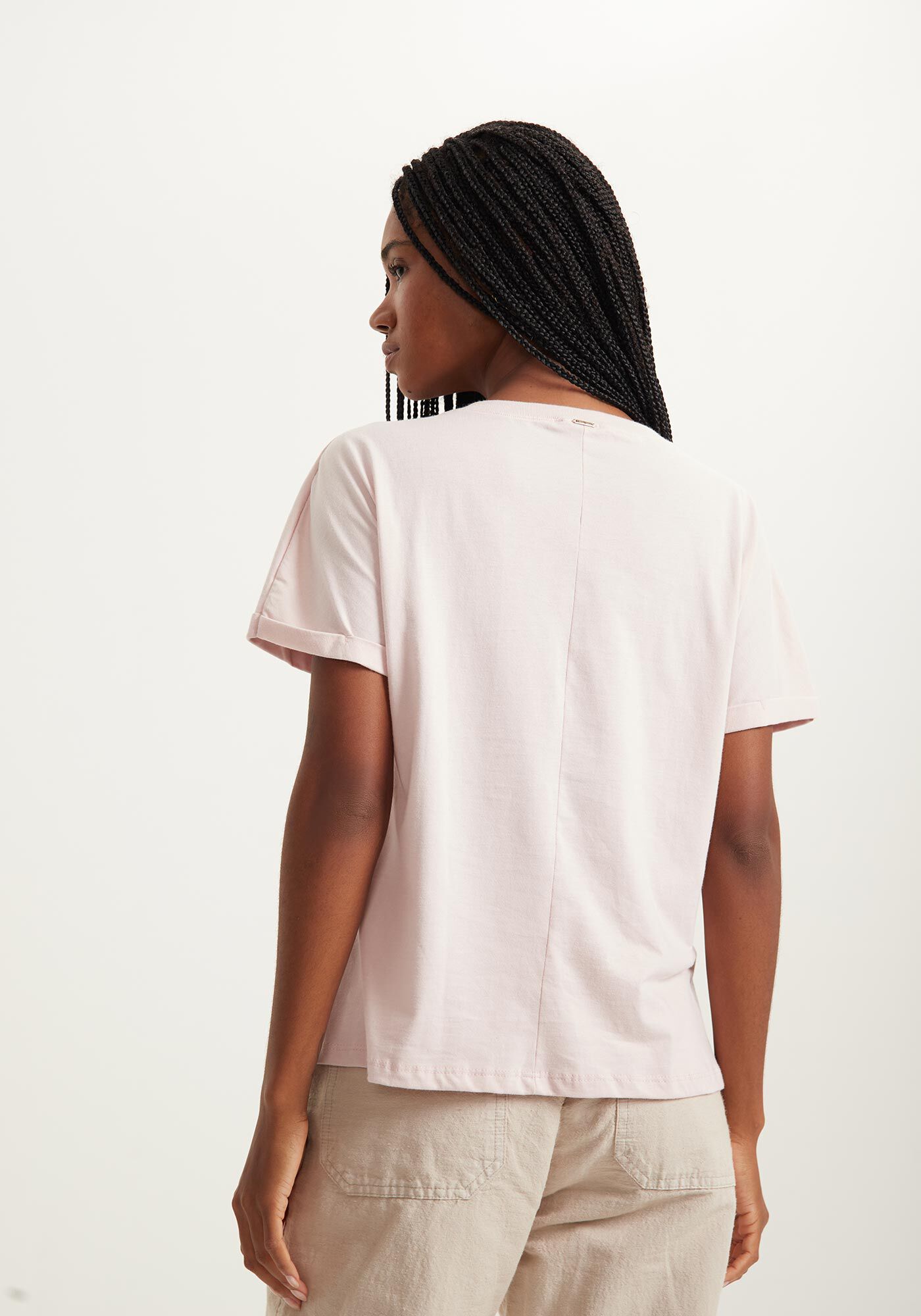 Blusa Com Estampa Frontal E Mangas Dobradas Em Malha Prime, ROSA SIRTAKI, large.