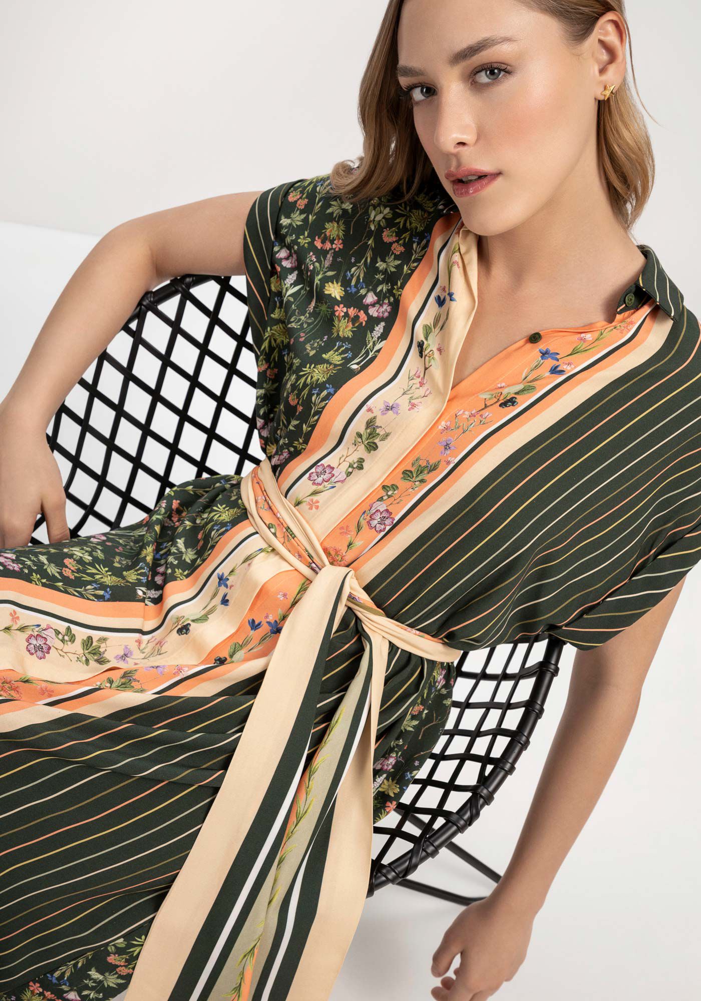 Vestido Midi Chemise Estampado com Cinto, , large.