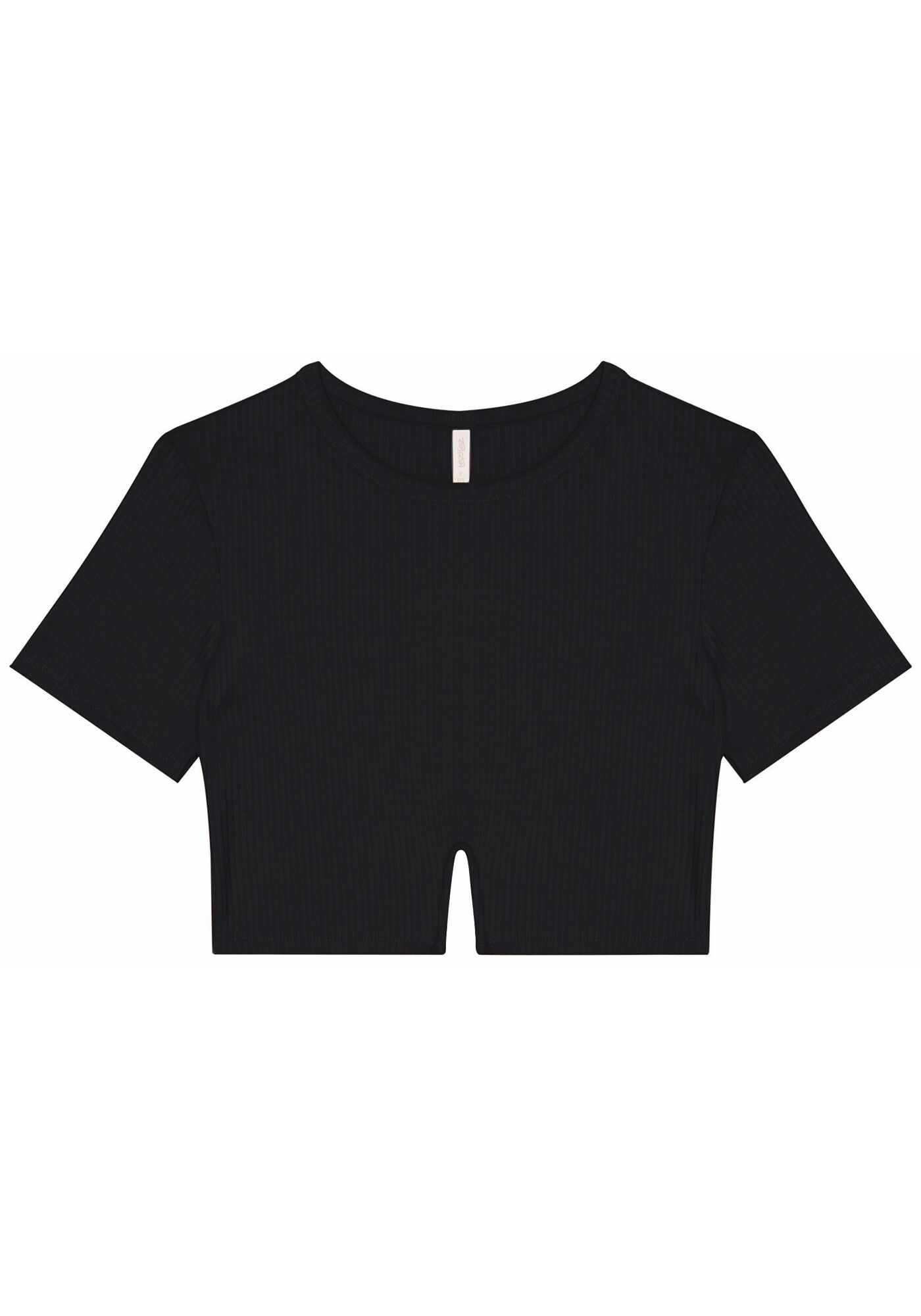 Blusa Cropped Canelada com Recorte V Barra, PRETO REATIVO, large.