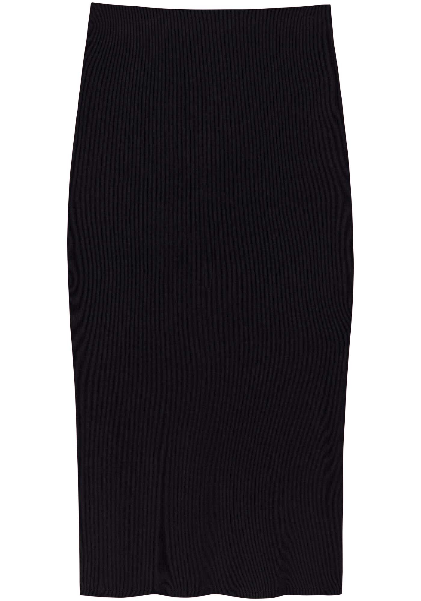 Saia Midi Com Cintura Alta Em Malha Canelada, , large.