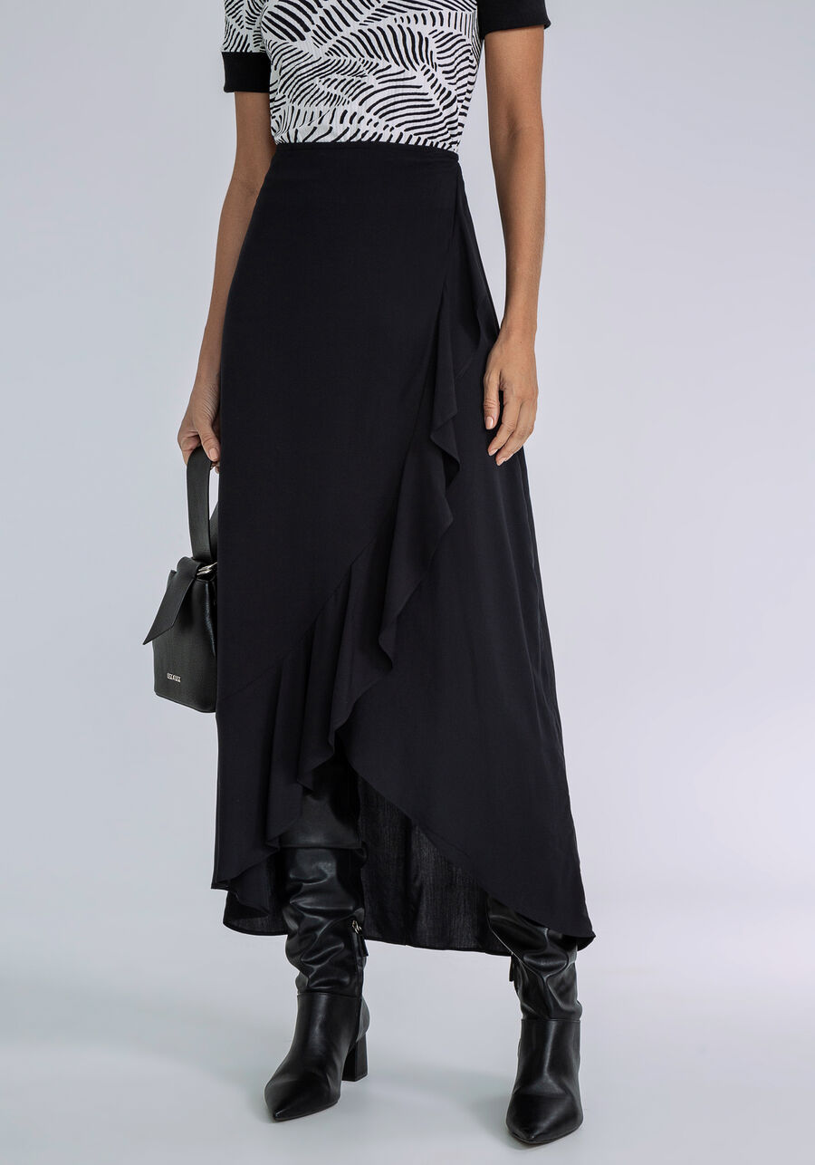 Saia Mídi Babado Transpassado, . Saia Mídi Babado Transpassado, , large.