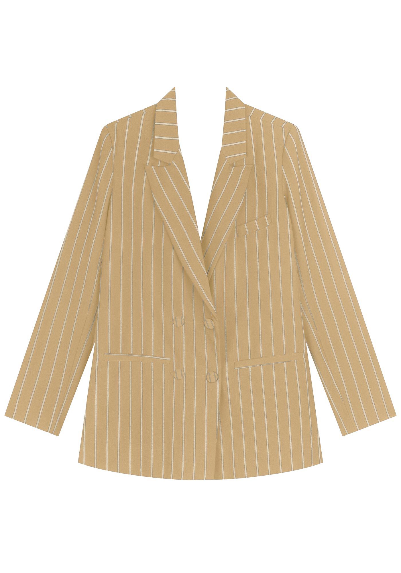 Blazer Alongado Em Alfaiataria Com Lapelas E Bot&otilde;es Forrados, , large.