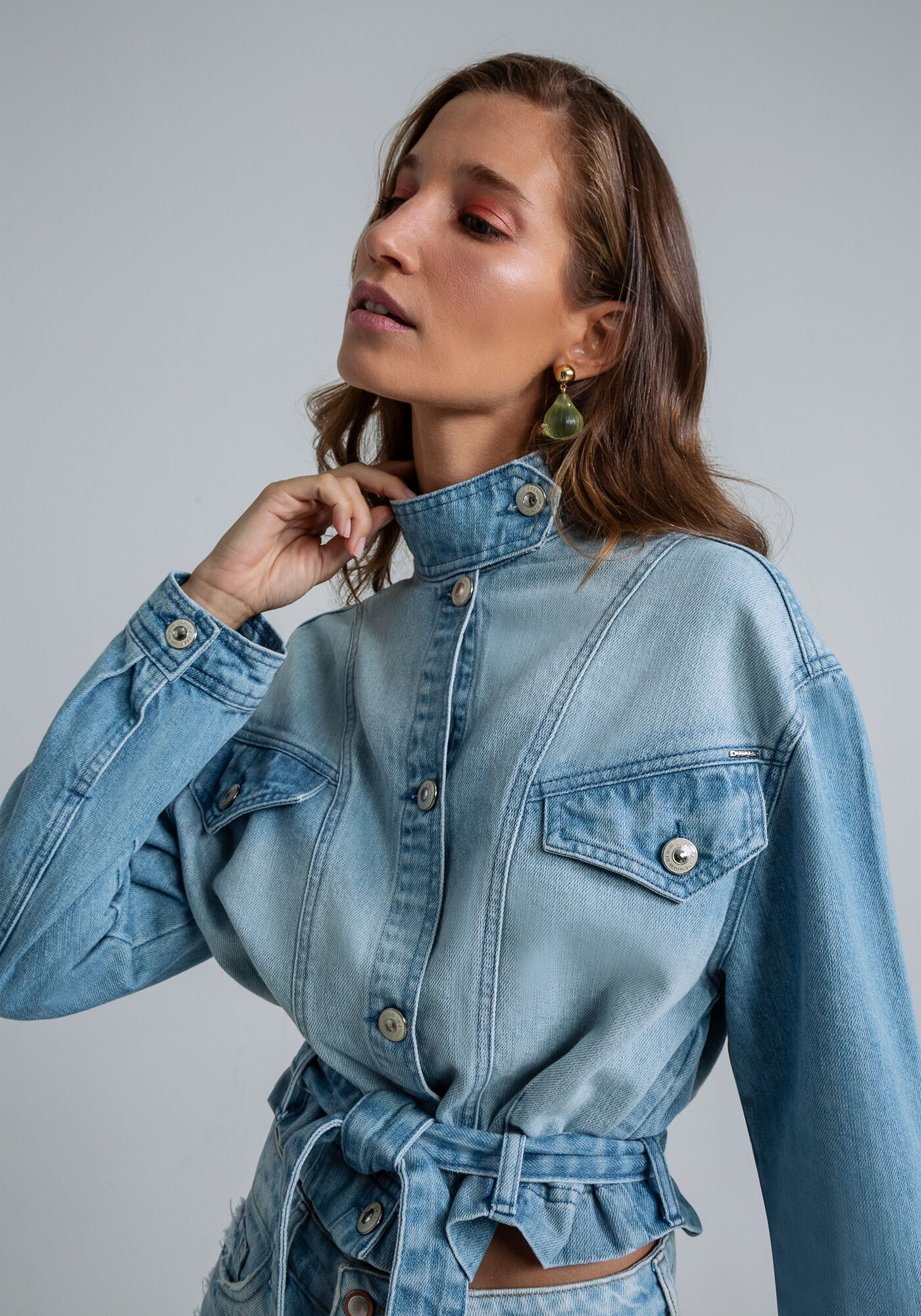 Jaqueta Jeans Cropped Faixa, JEANS, large.