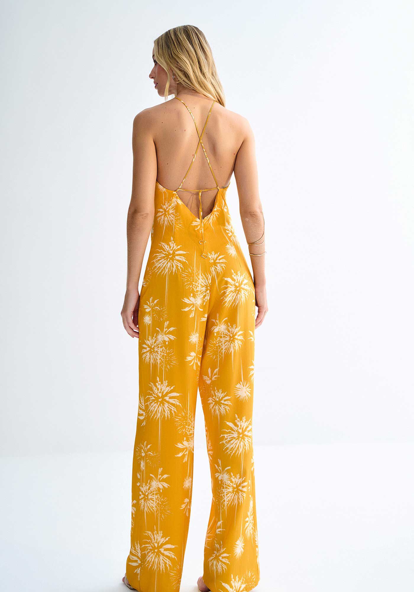 Macac&atilde;o Longo em Viscose Estampado com Amarra&ccedil;&atilde;o Costas, , large.