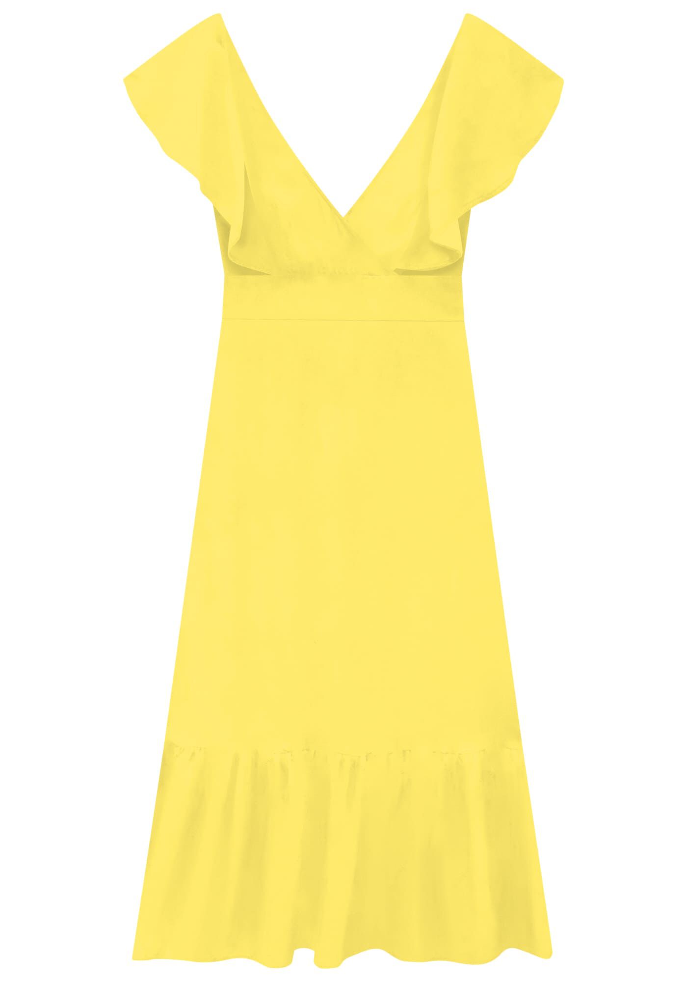 Vestido Midi Estampado em Viscose com Babado, , large.