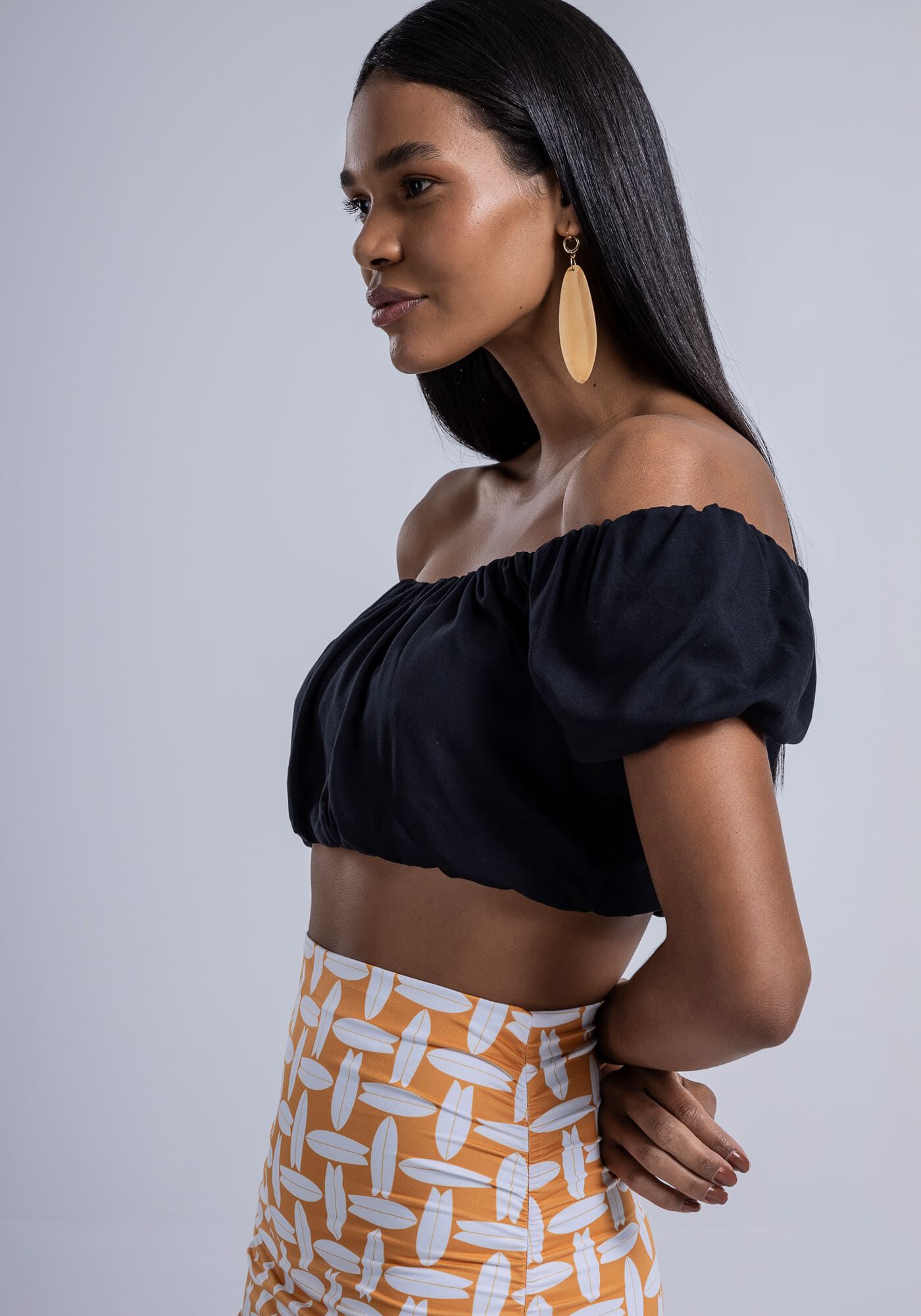 Blusa Balon&ecirc; em Viscose Ombro a Ombro, , large.