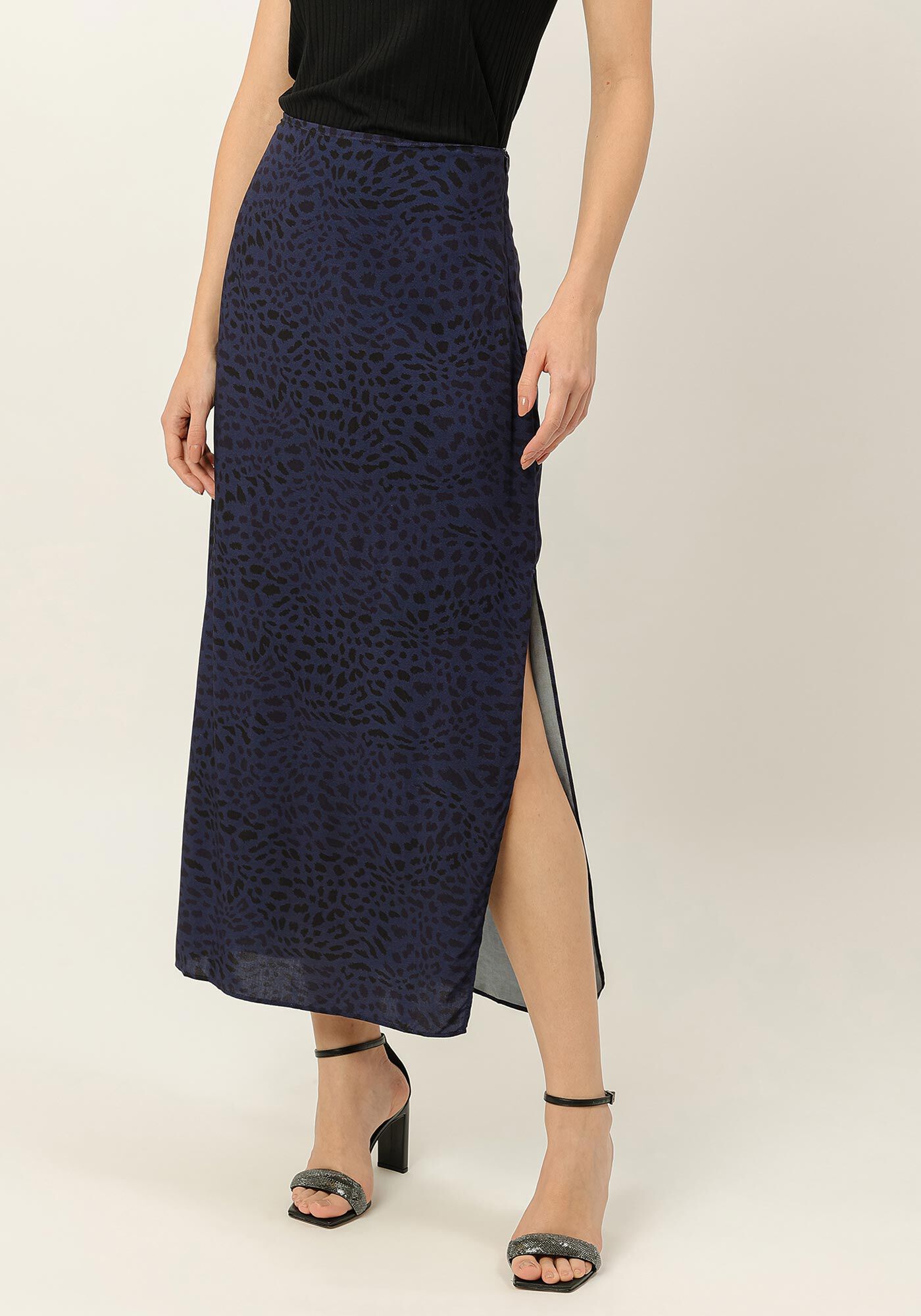 Saia Midi Reta em Viscose Estampada, , large.