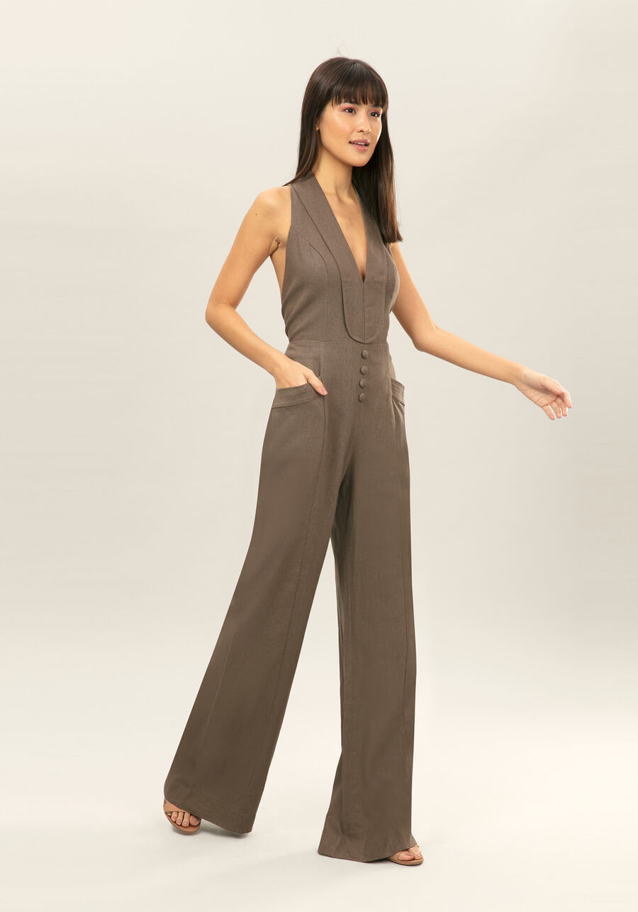 Macacão Longo Frente Única Linho, . Macacão Longo Frente Única Linho, , large.