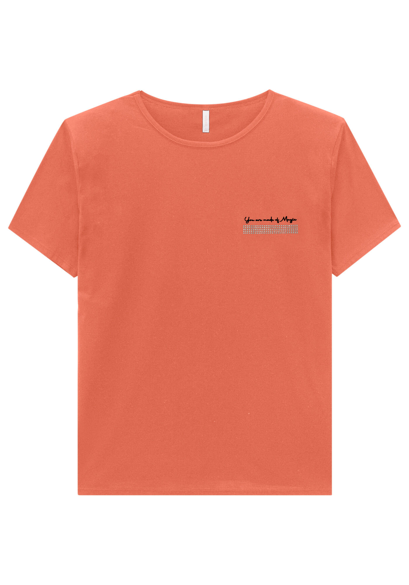 Blusa Manga Curta em Malha com Ombreiras, LARANJA VERBENA, large.