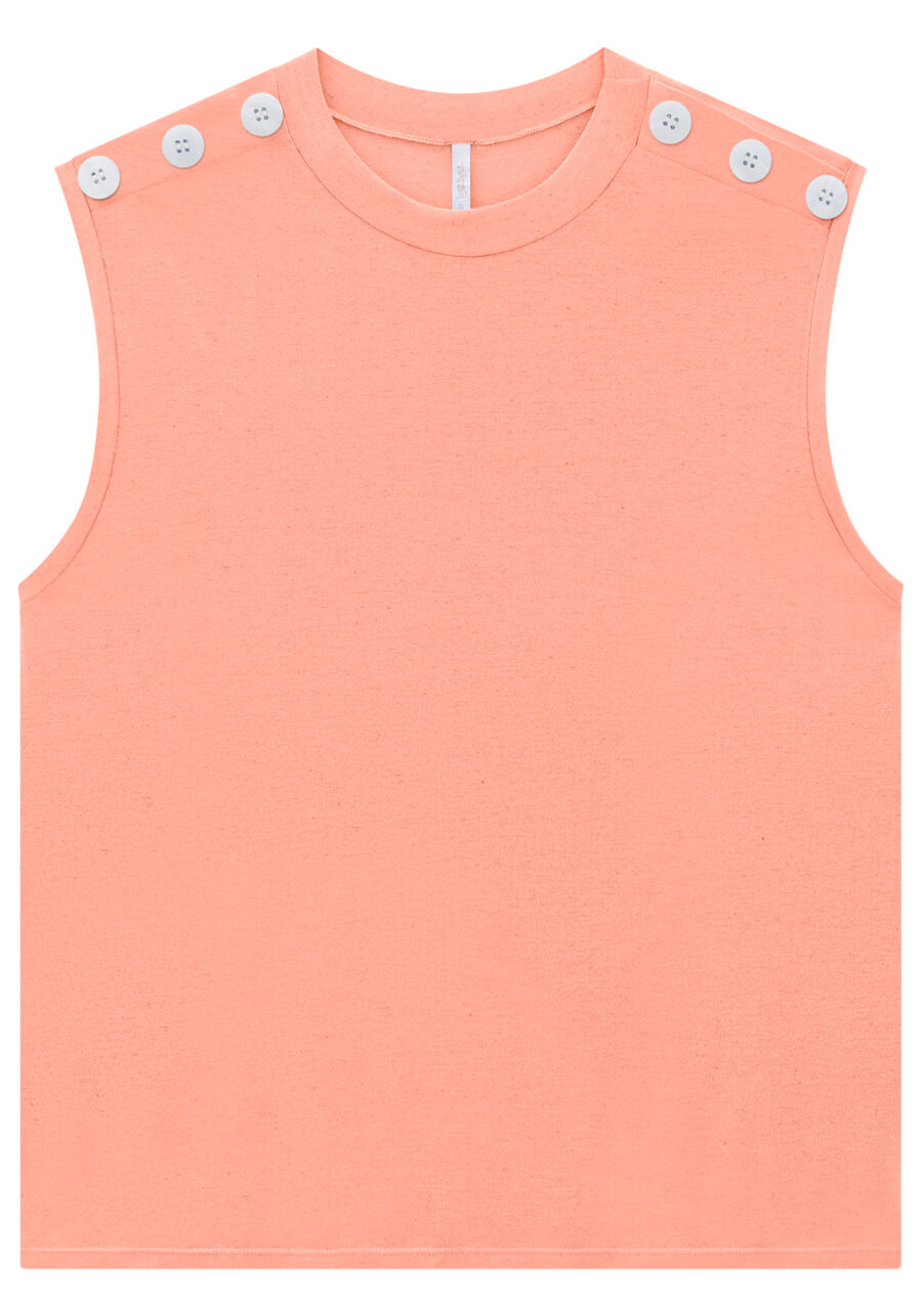 Regata em Malha com Botões Ombros, . Regata em Malha com Botões Ombros, , large.