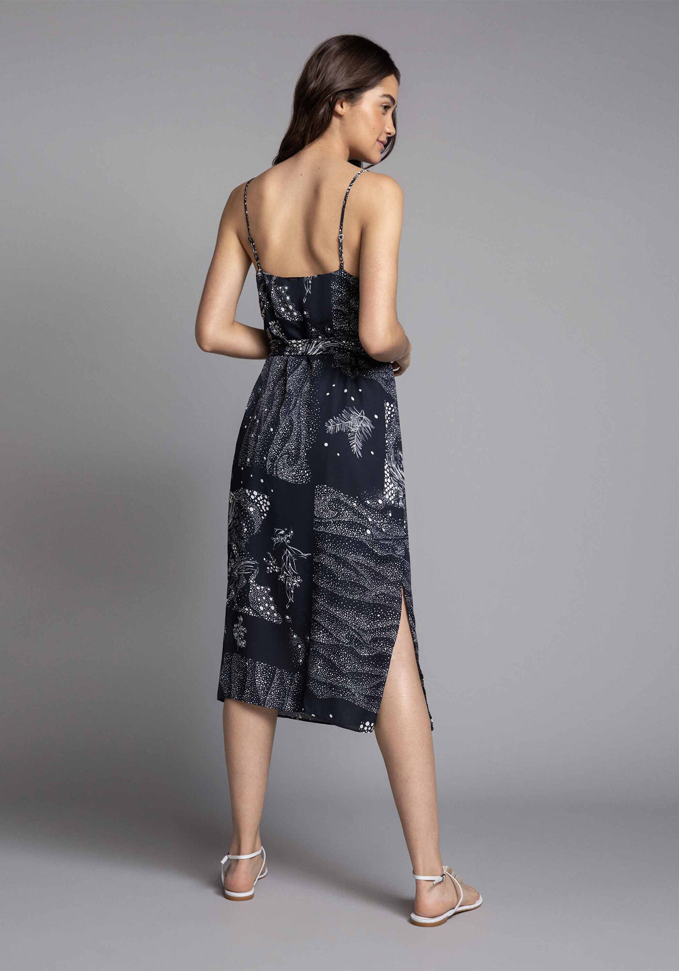 Vestido M&iacute;di Estampado com Cinto, , large.