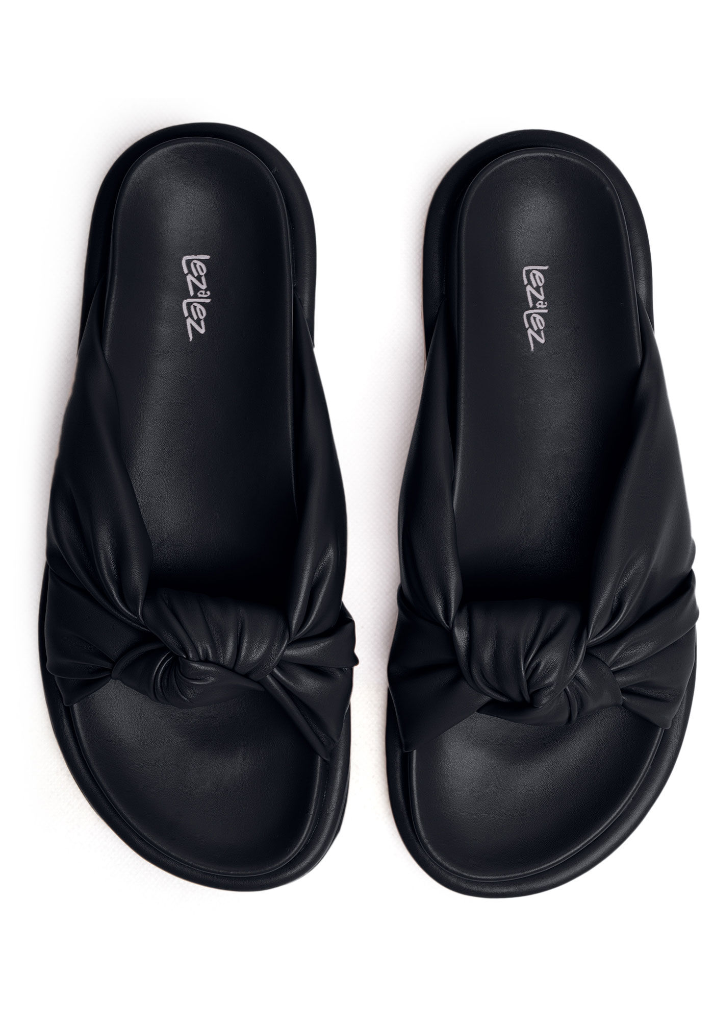 Rasteira Slide Puff com N&oacute;, PRETO REATIVO, large.